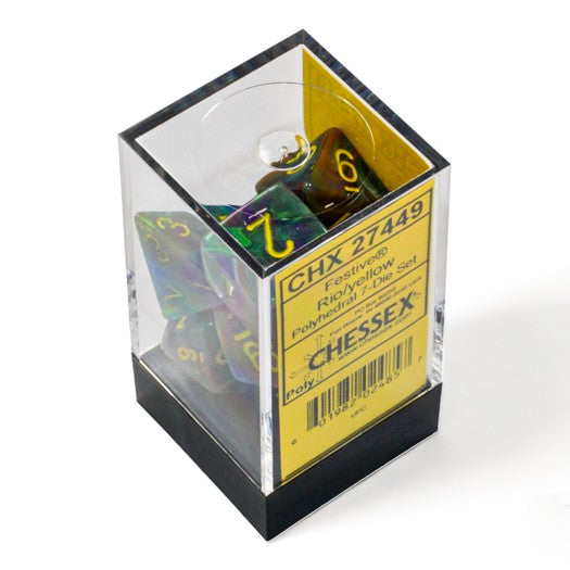 Chessex Festive® Rio/Yellow 7-Dice Set