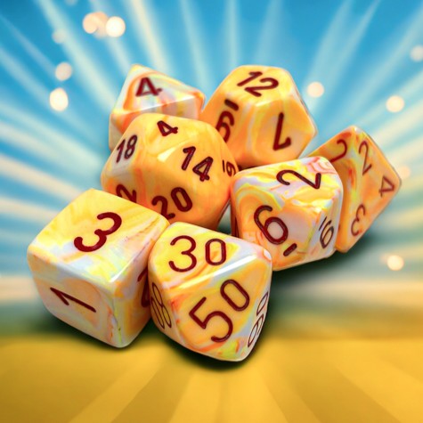 Chessex Festive® Sunburst™/Red 7-Dice Set