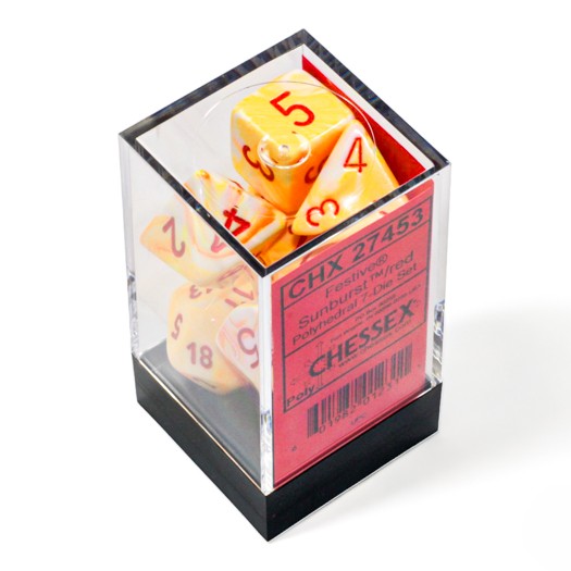 Chessex Festive® Sunburst™/Red 7-Dice Set