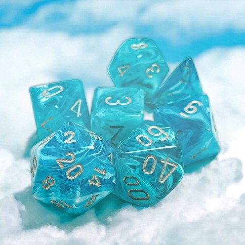 Chessex Cirrus® Aqua/Silver 7-Dice Set