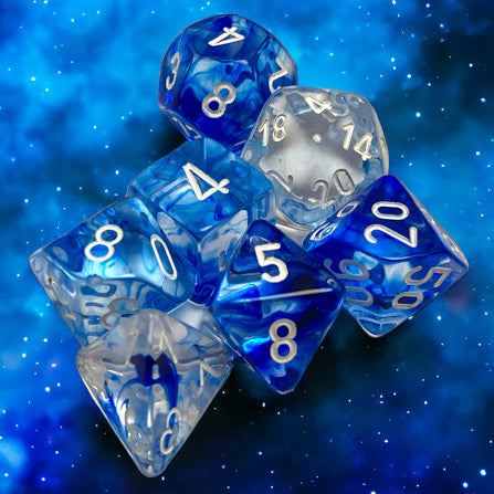 Chessex Nebula® Dark Blue/White 7-Dice Set