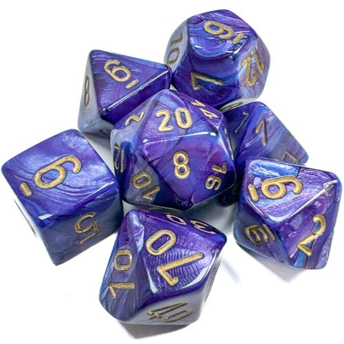 Chessex Lustrous® Purple/Gold 7-Dice Set