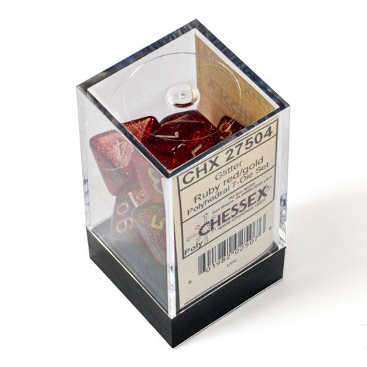 Chessex Glitter Ruby/Gold 7-Dice Set