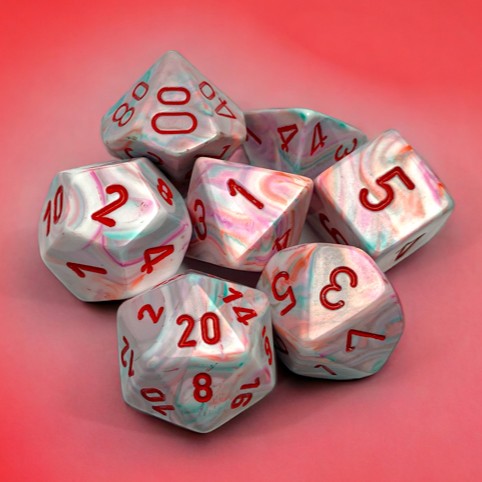 Chessex Festive® Pop Art™/Red 7-Dice Set