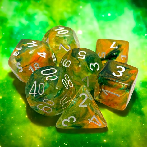 Chessex Nebula® Spring/white Luminary® 7-Dice Set