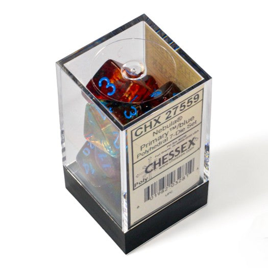 Chessex Nebula® Primary™/Blue Luminary® 7-Dice Set