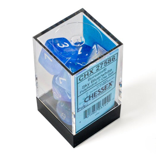 Chessex Borealis® Sky Blue/White Luminary® 7-Dice Set