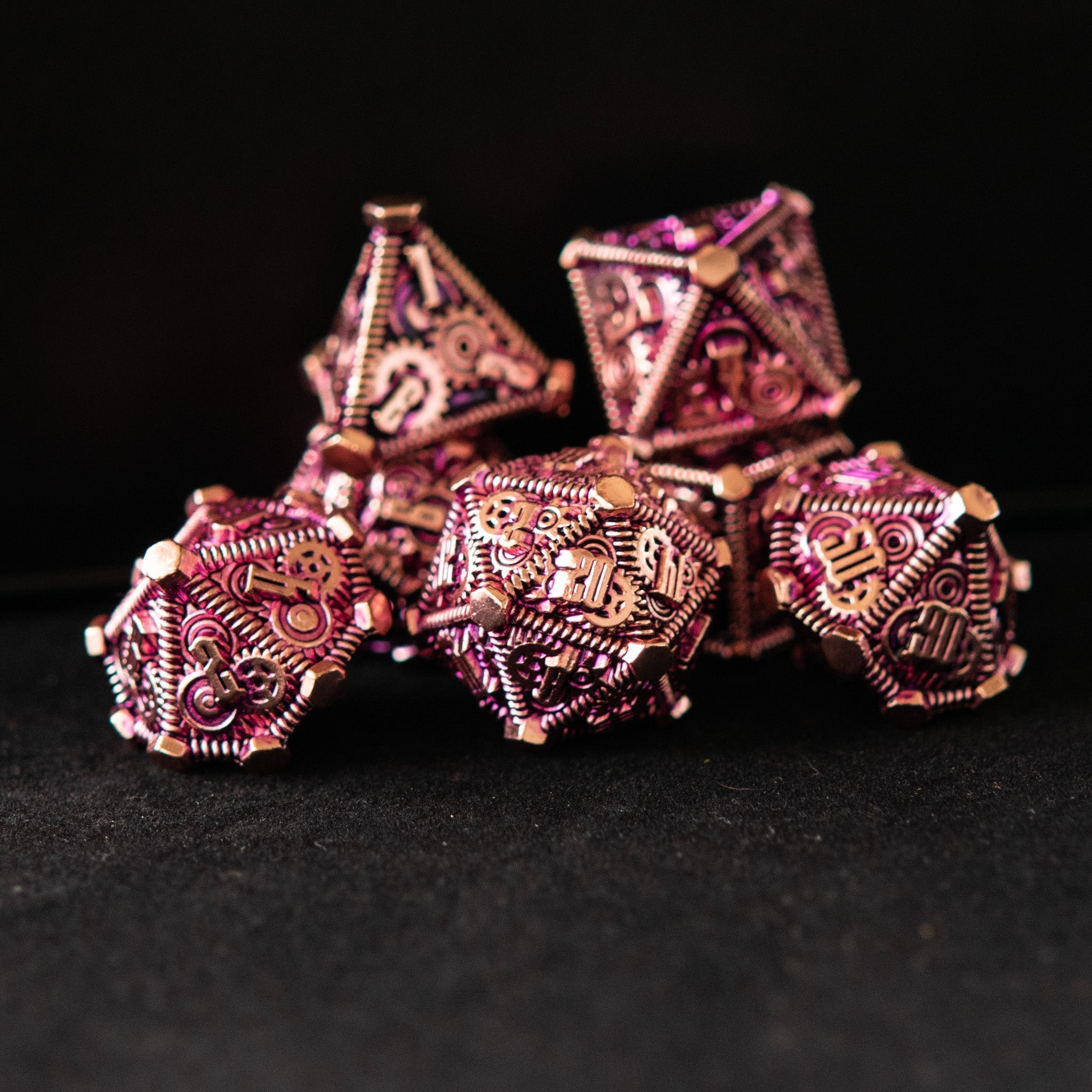 Purple and Bronze - Weird West Wasteland Metal Dice Set - Misty Mountain Gaming - 1