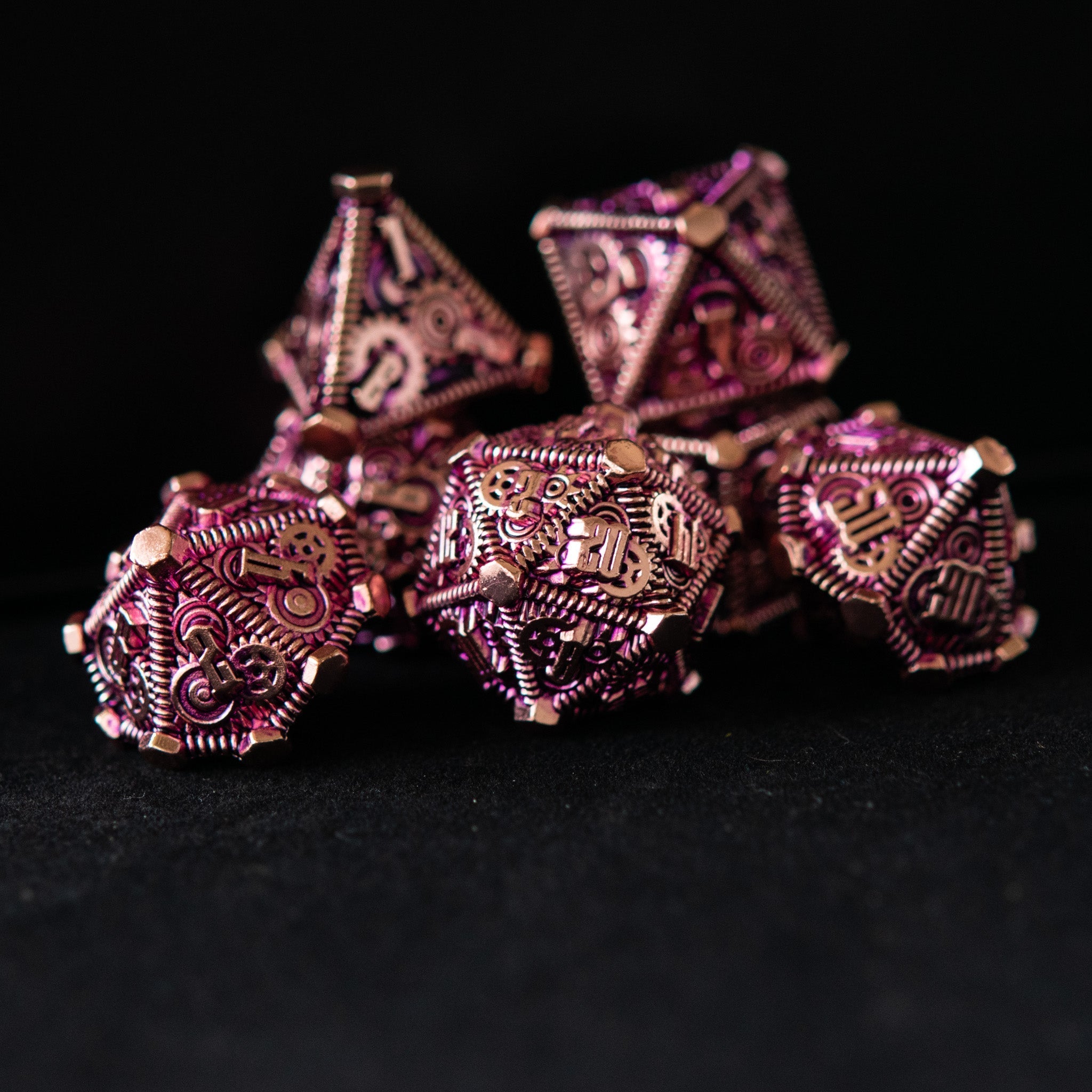 Purple and Bronze - Weird West Wasteland Metal Dice Set - Misty Mountain Gaming - 3