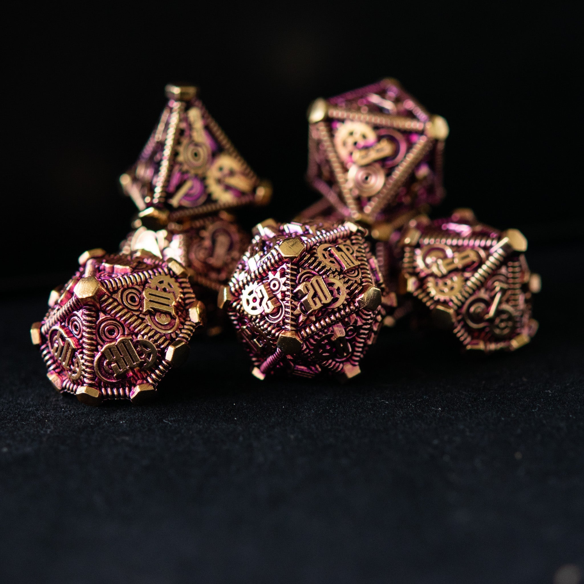 Purple and Gold - Weird West Wasteland Metal Dice Set - Misty Mountain Gaming - 4