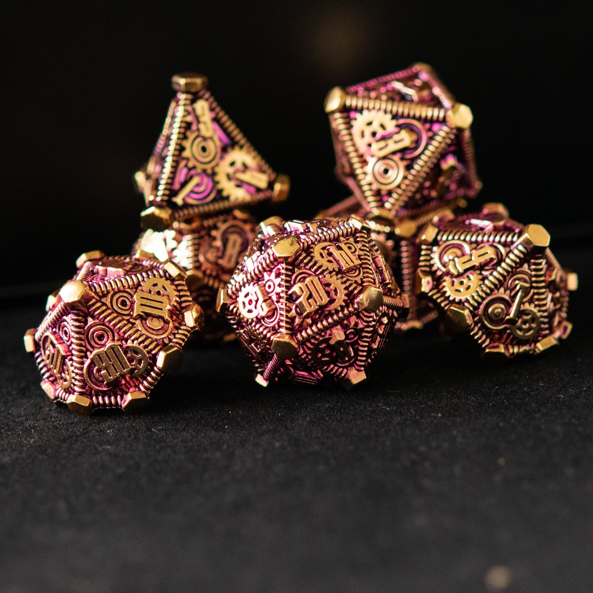 Purple and Gold - Weird West Wasteland Metal Dice Set - Misty Mountain Gaming - 1