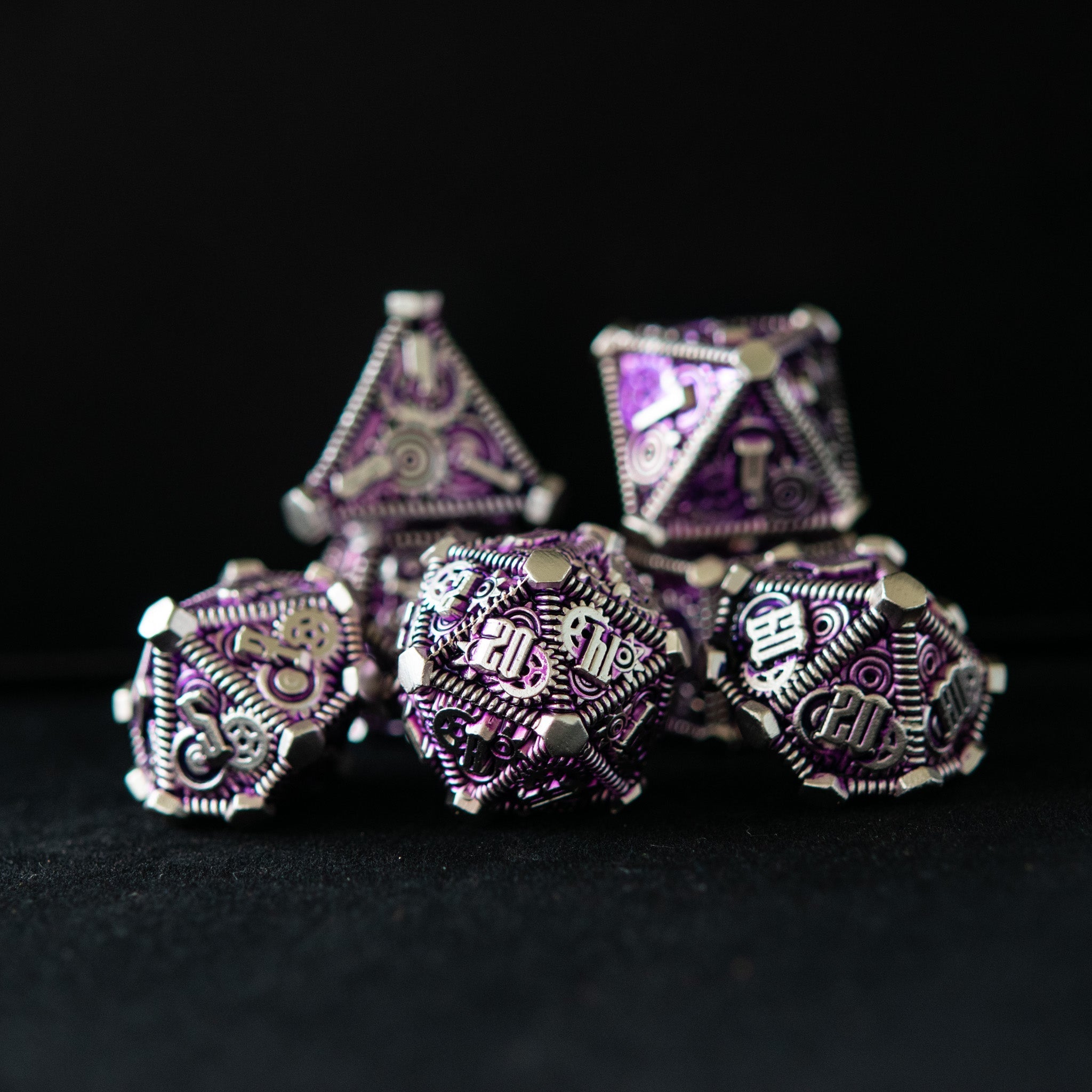 Purple and Silver - Weird West Wasteland Metal Dice Set - Misty Mountain Gaming - 2