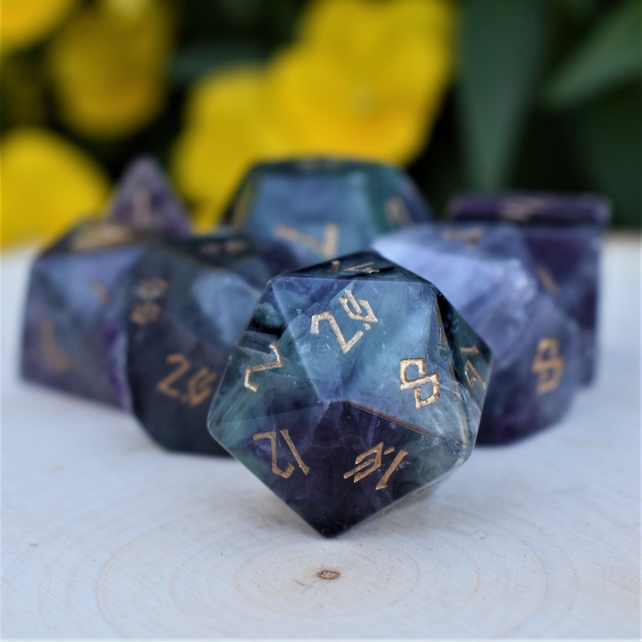 Purple Fluorite Stone Dice Set - Misty Mountain Gaming - 1