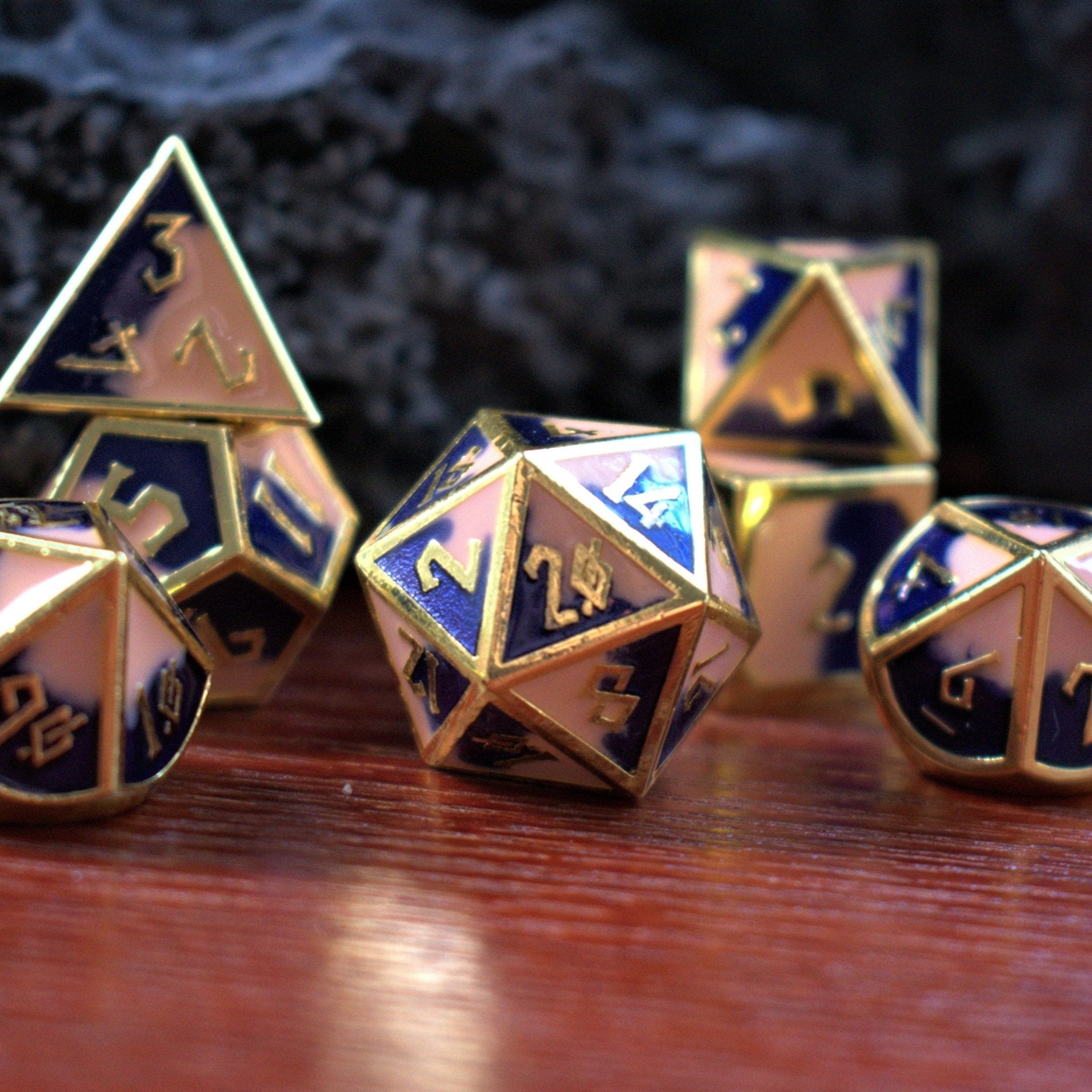 Purple N' Peachy Metal Dice Set - Misty Mountain Gaming - 1