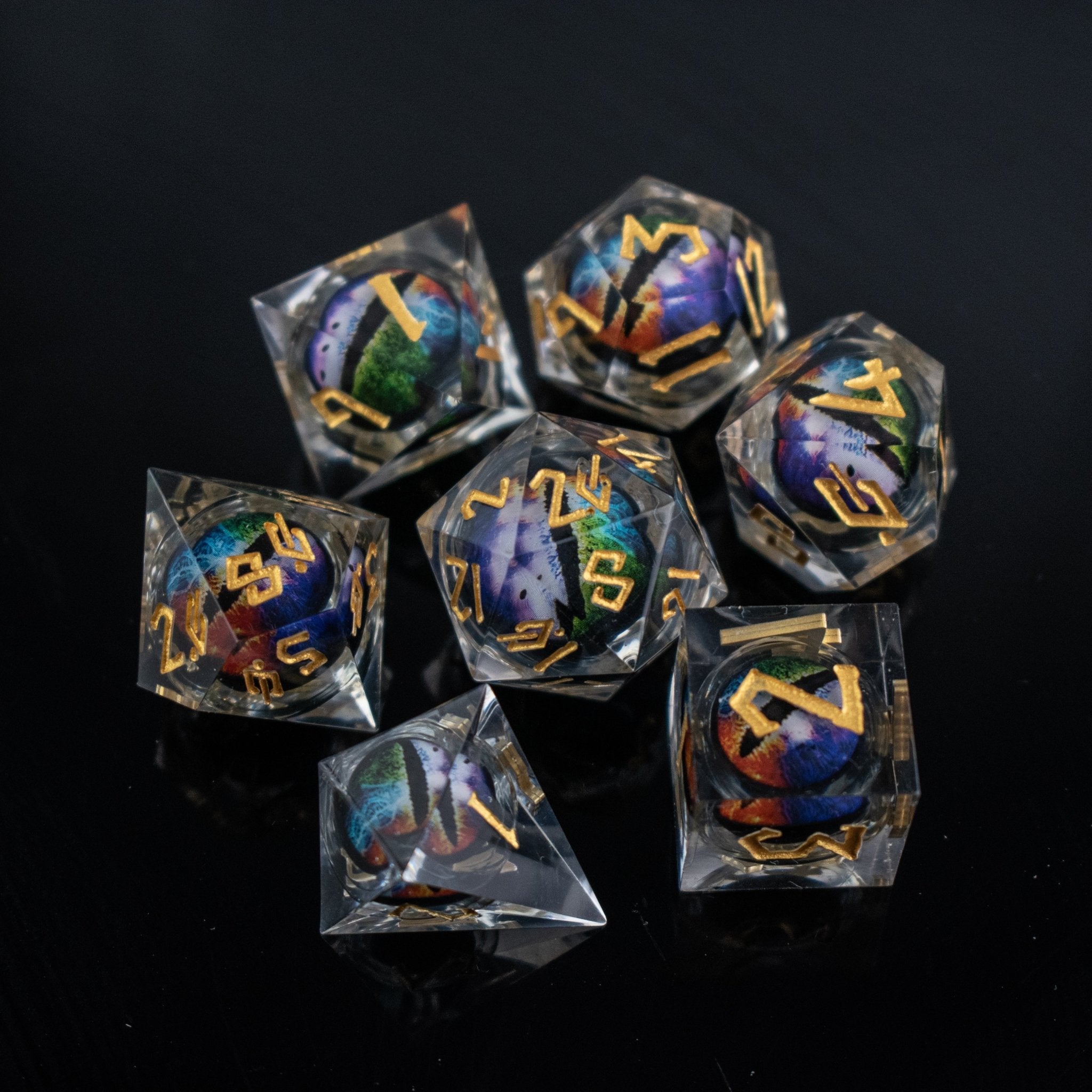 Rainbow Dragon Liquid Core Dice Set - Misty Mountain Gaming - 2