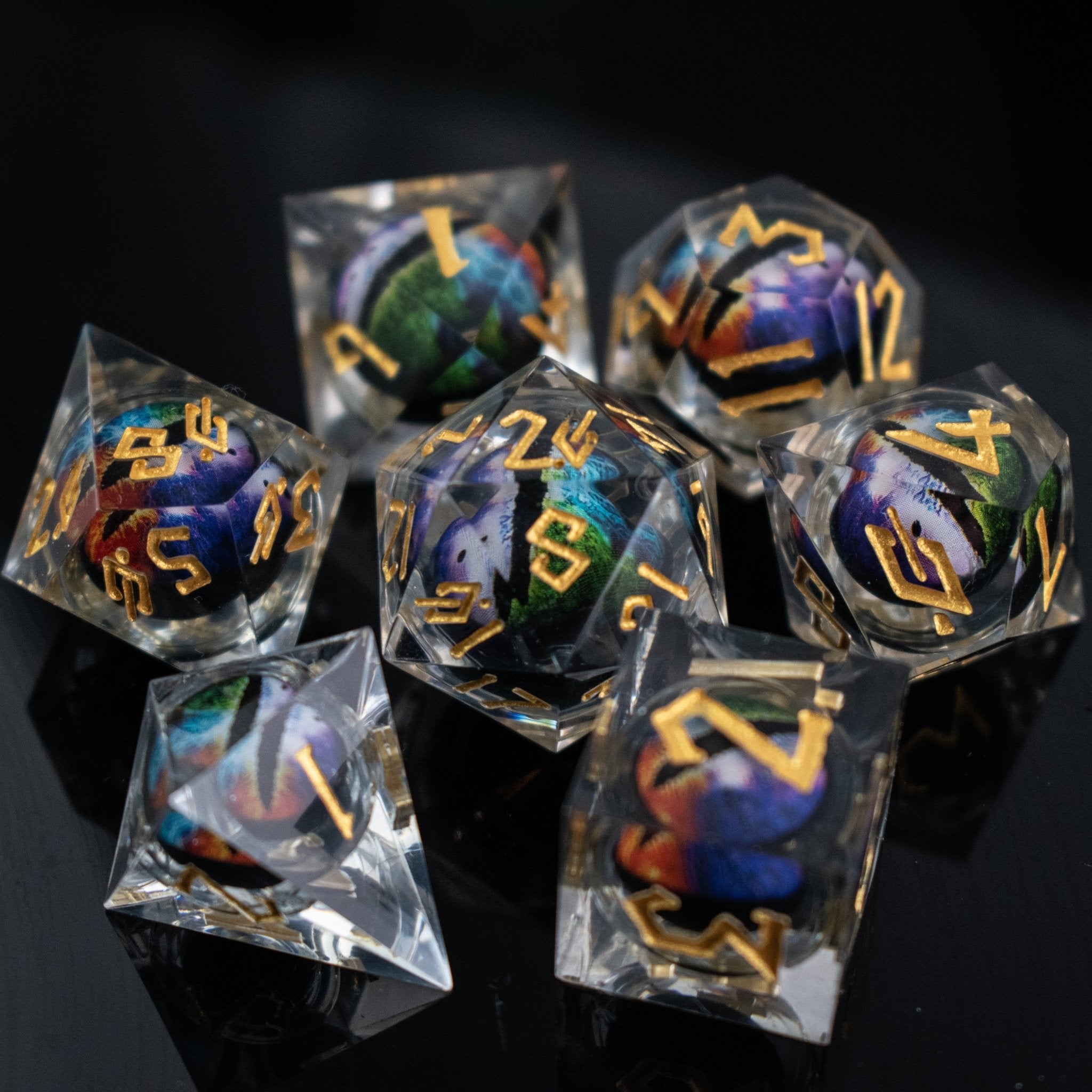 Rainbow Dragon Liquid Core Dice Set - Misty Mountain Gaming - 1