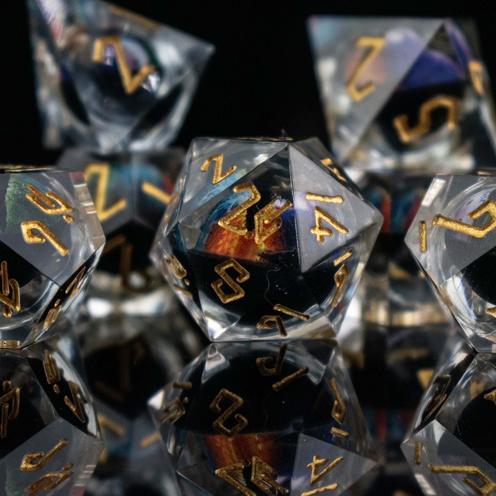 Rainbow Dragon Liquid Core Dice Set - Misty Mountain Gaming - 5