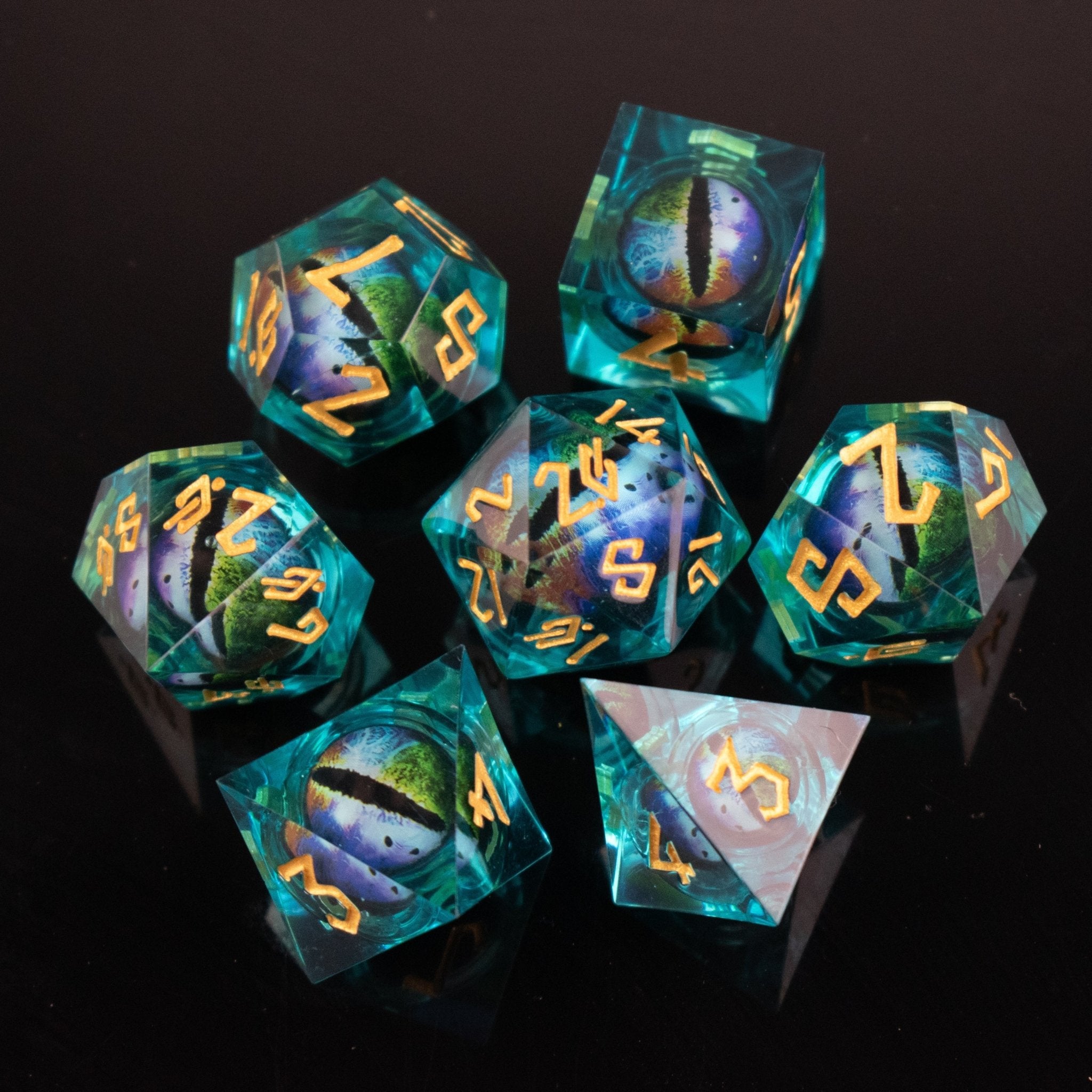 Rainbow Sea Dragon Liquid Core Dice Set - Misty Mountain Gaming - 4