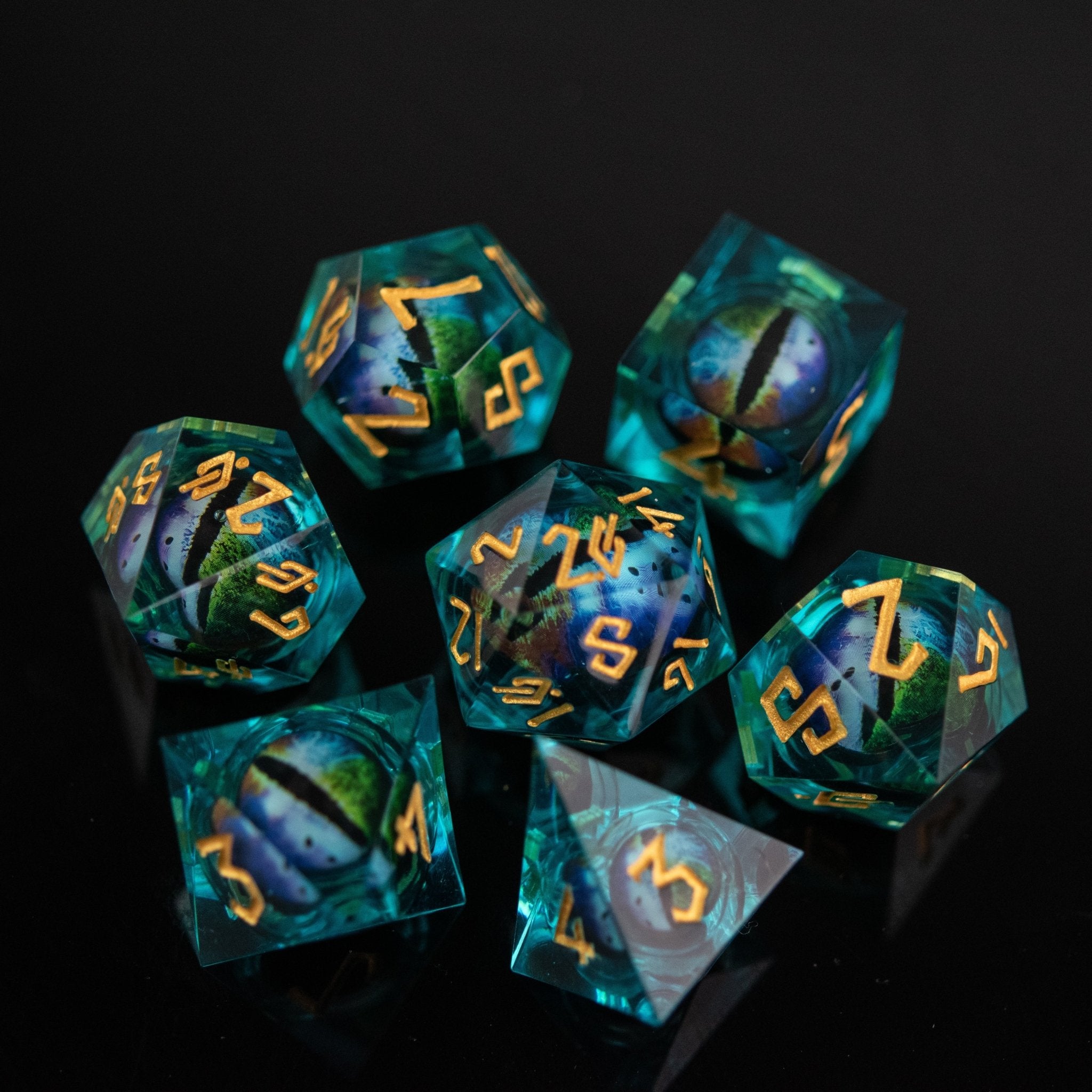 Rainbow Sea Dragon Liquid Core Dice Set - Misty Mountain Gaming - 1