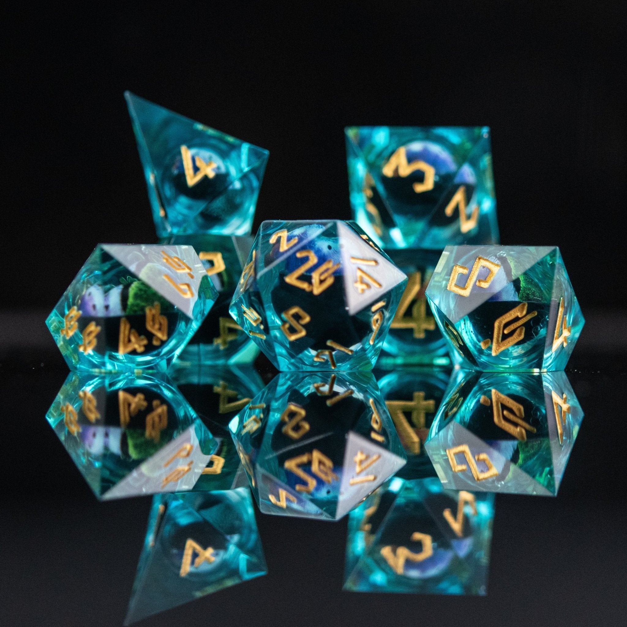 Rainbow Sea Dragon Liquid Core Dice Set - Misty Mountain Gaming - 6