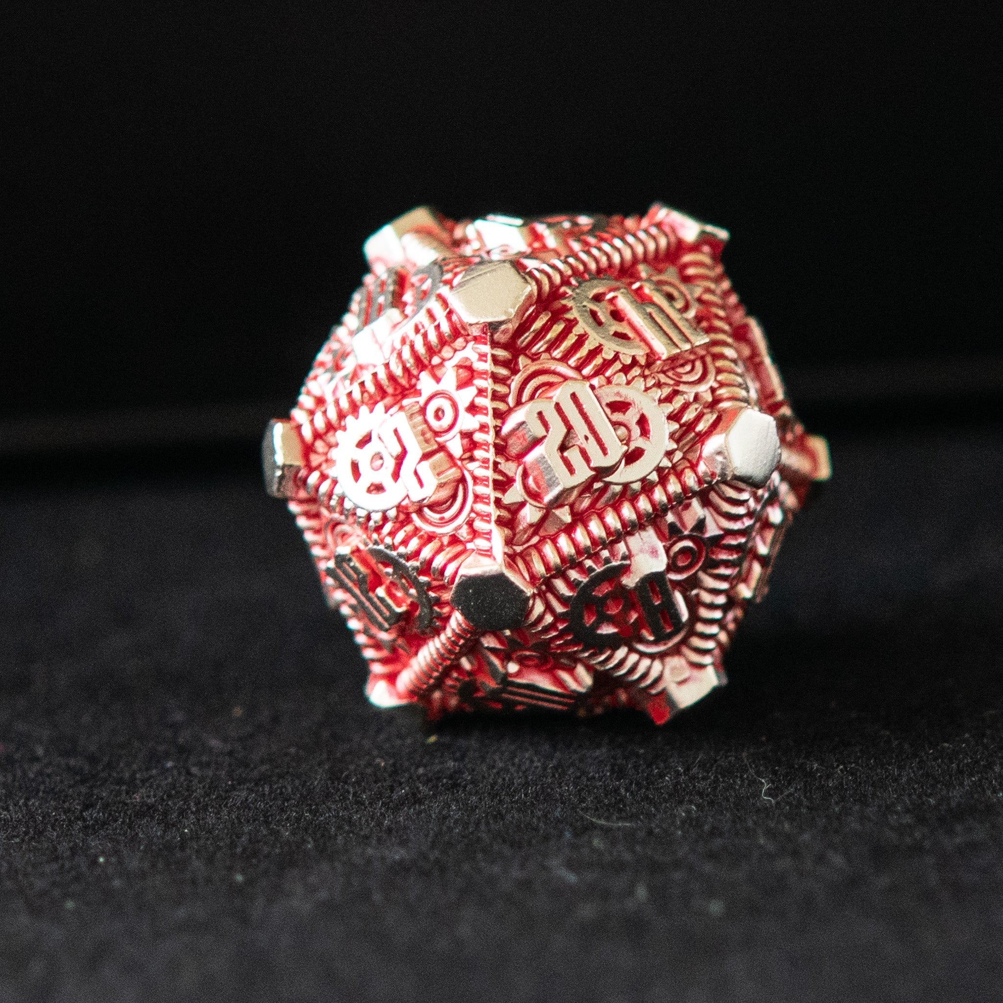 Red and Silver - Weird West Wasteland Metal Dice Set - Misty Mountain Gaming - 5