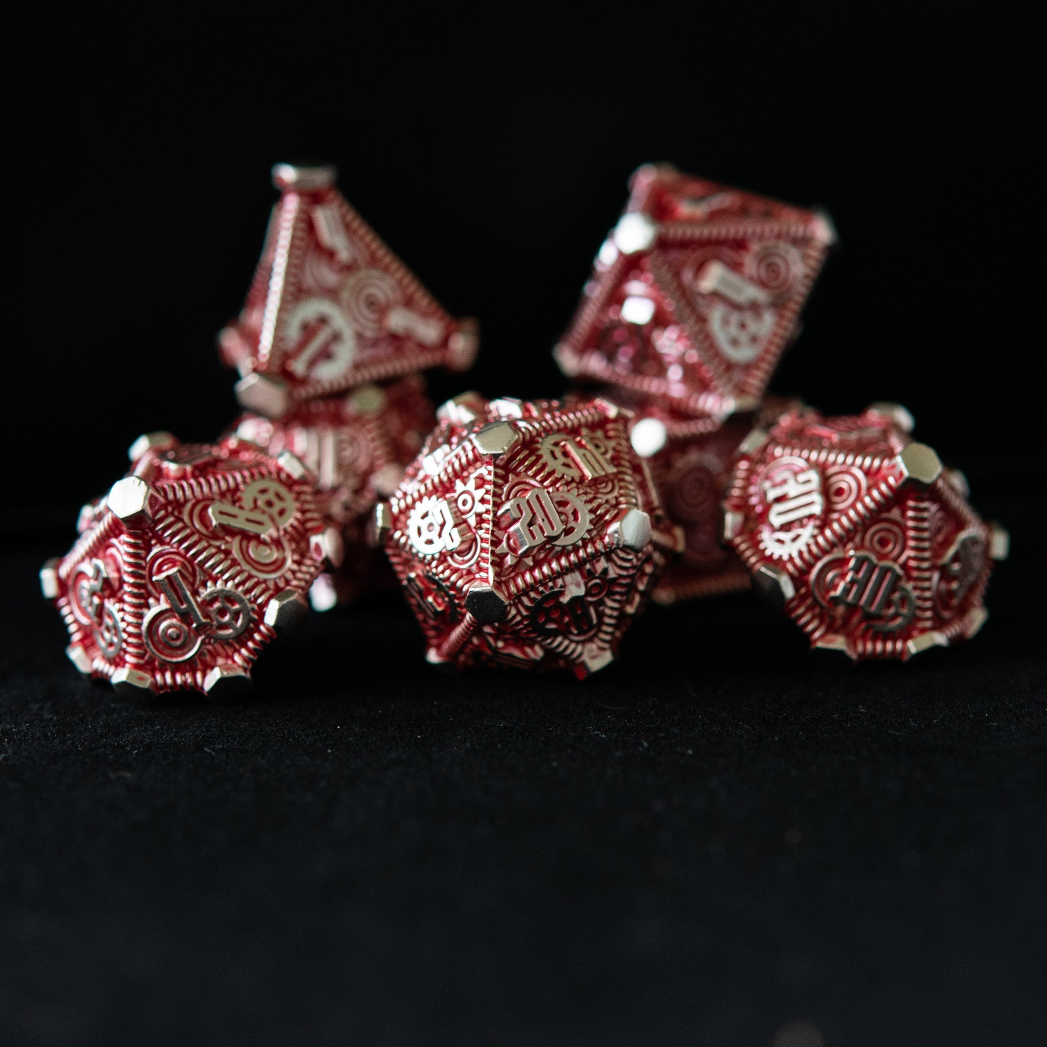 Red and Silver - Weird West Wasteland Metal Dice Set - Misty Mountain Gaming - 2