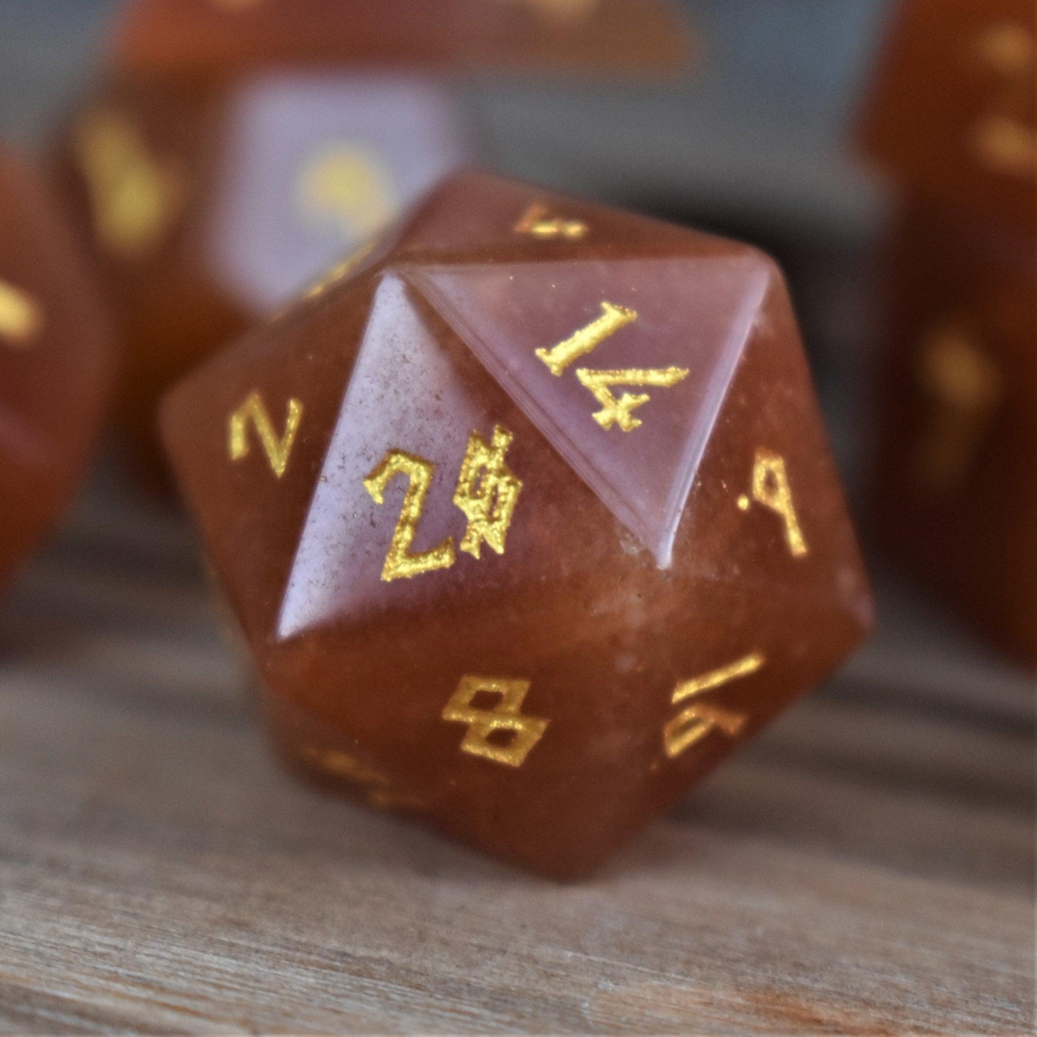 Red Aventurine Stone Dice Set - Misty Mountain Gaming - 4