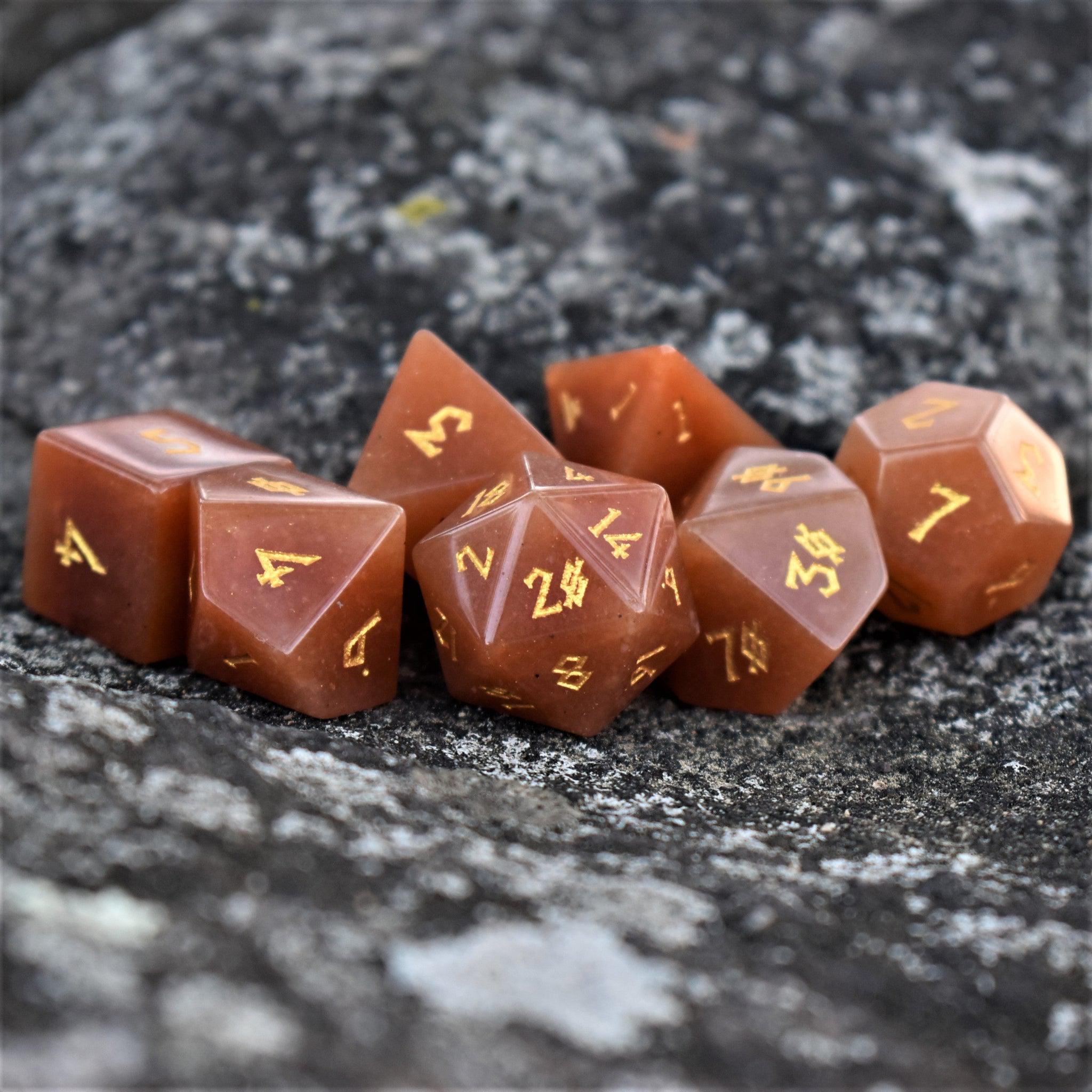 Red Aventurine Stone Dice Set - Misty Mountain Gaming - 1