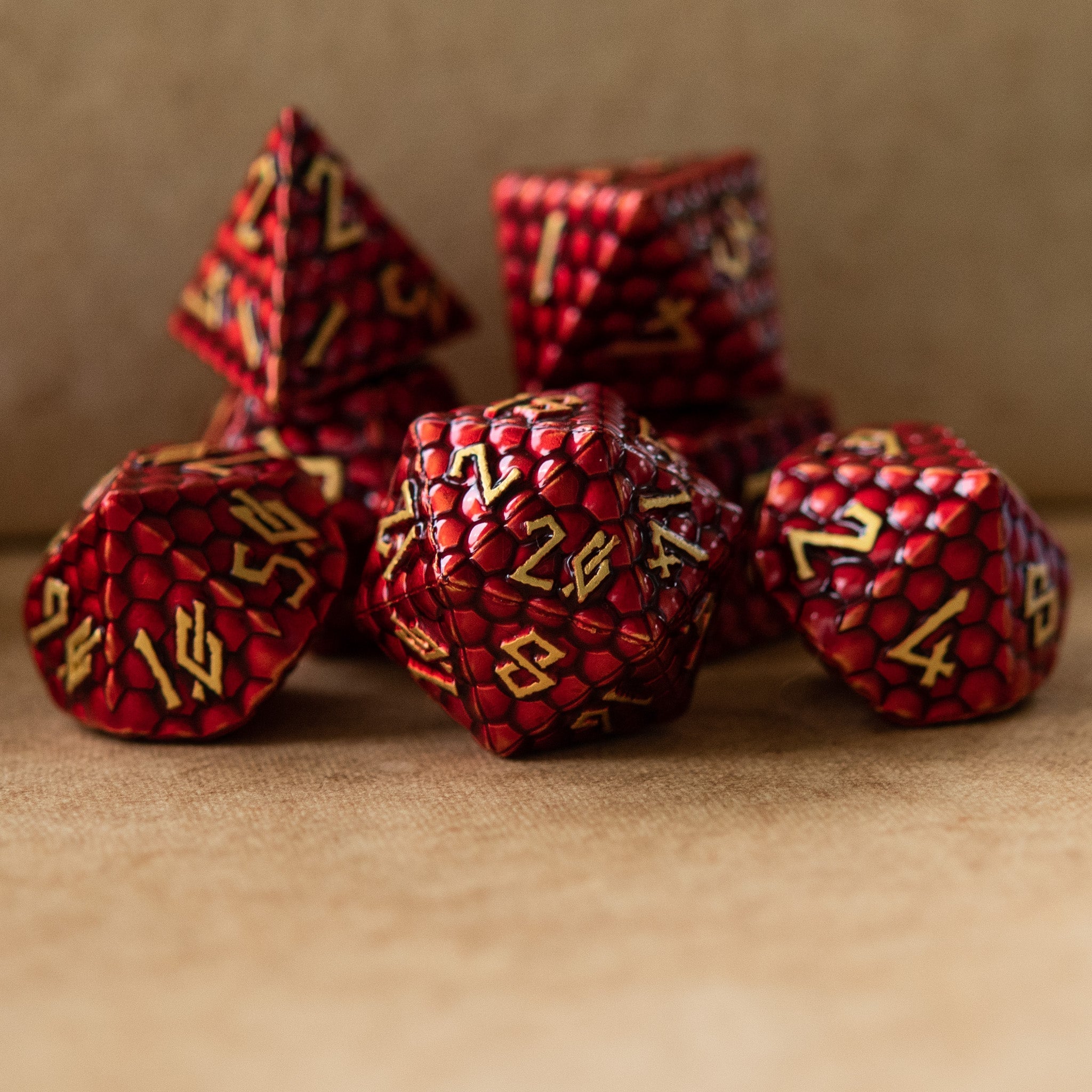 Red Dragon's Egg Metal Dice Set - Misty Mountain Gaming - 1