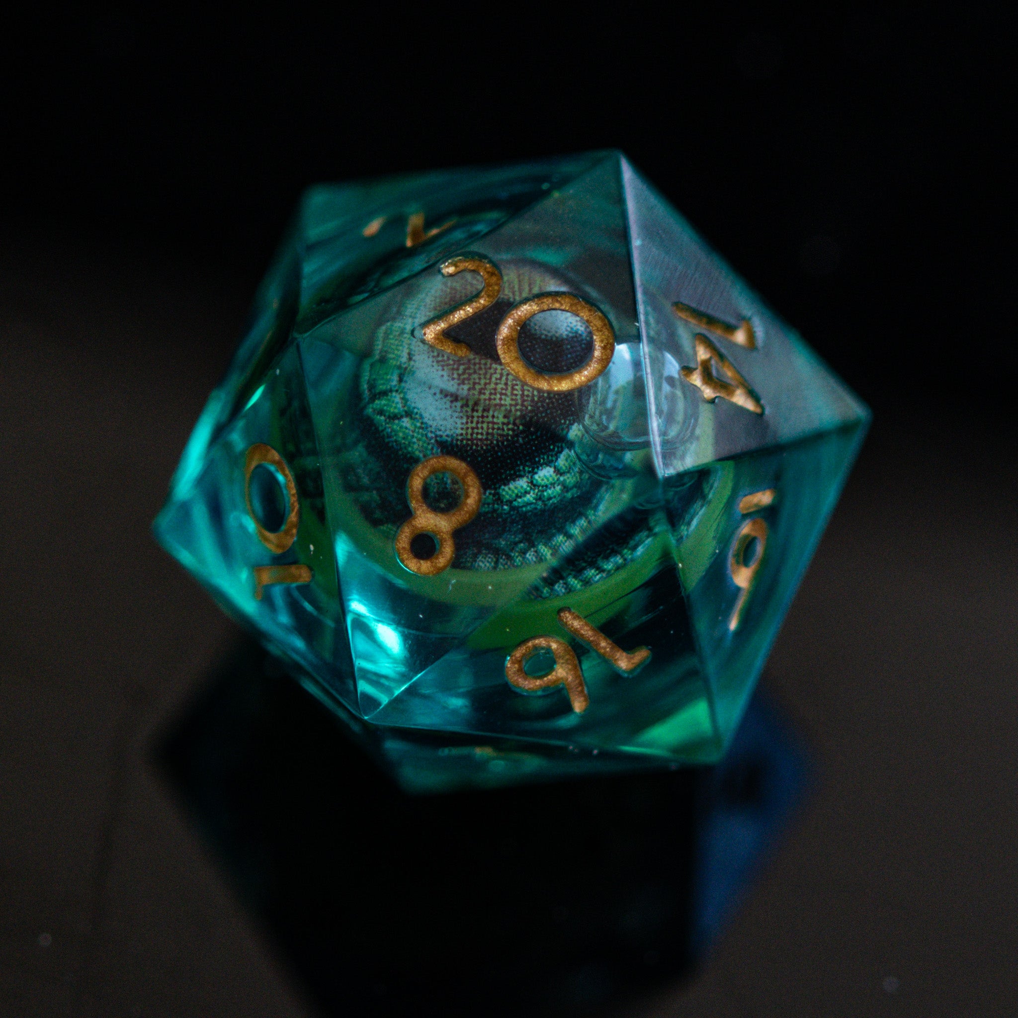 Reptilian Green Liquid Core Dice Set - Misty Mountain Gaming - 4