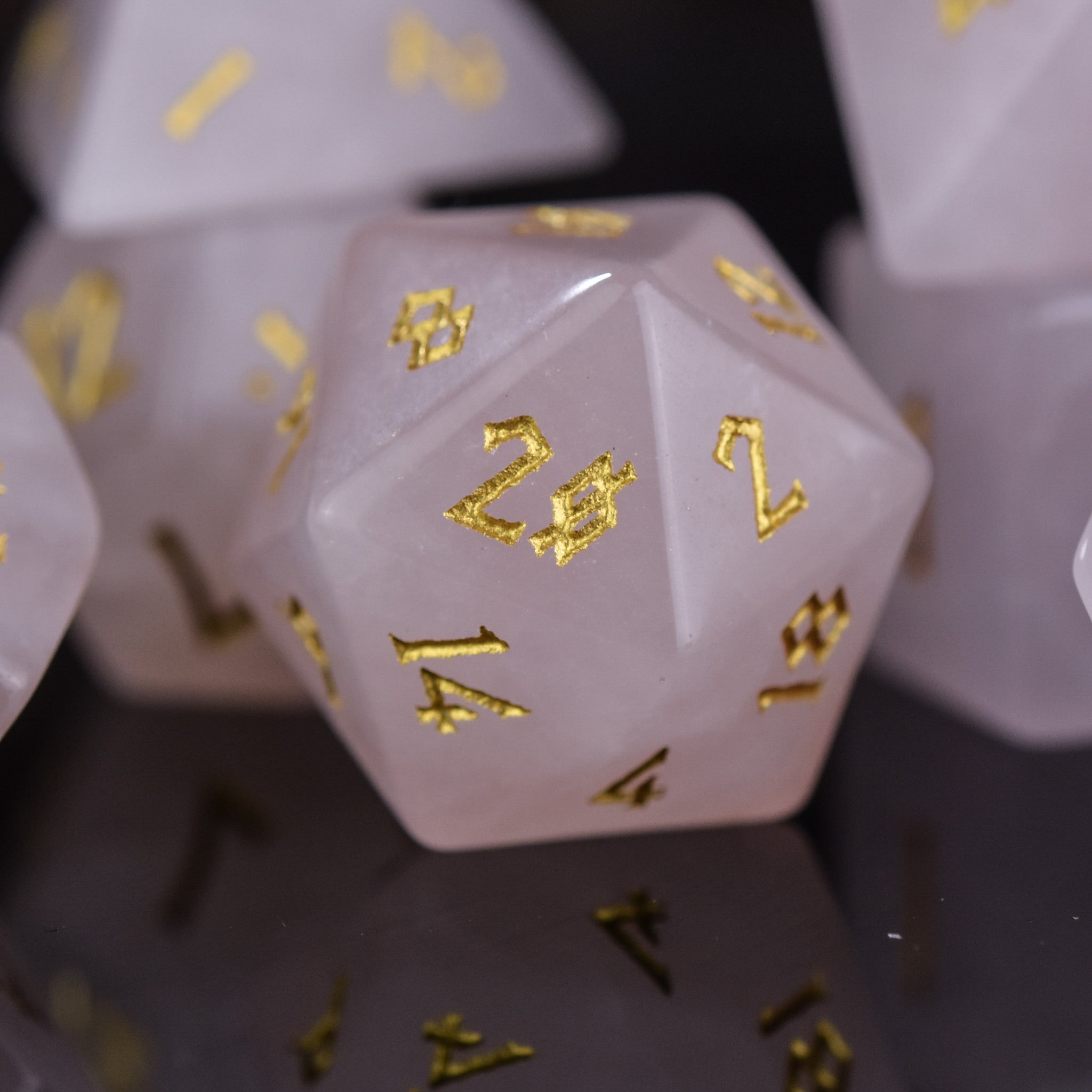 Rose Quartz Stone Dice Set - Misty Mountain Gaming - 2