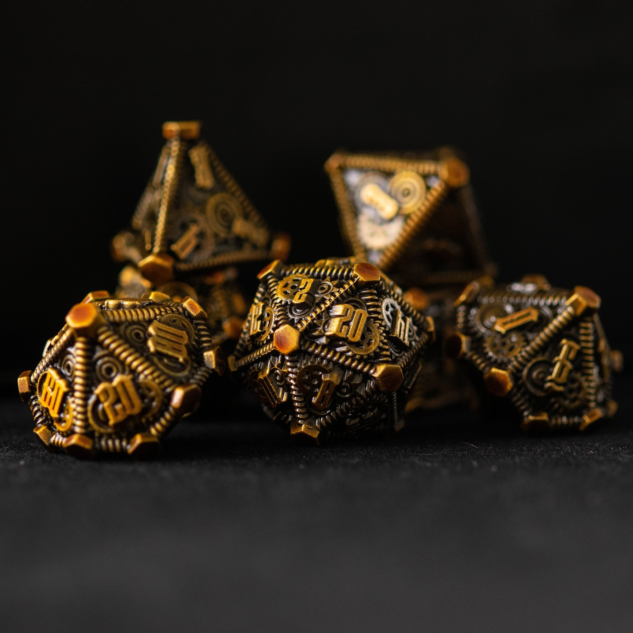 Rustic Brass - Weird West Wasteland Metal Dice Set - Misty Mountain Gaming - 2