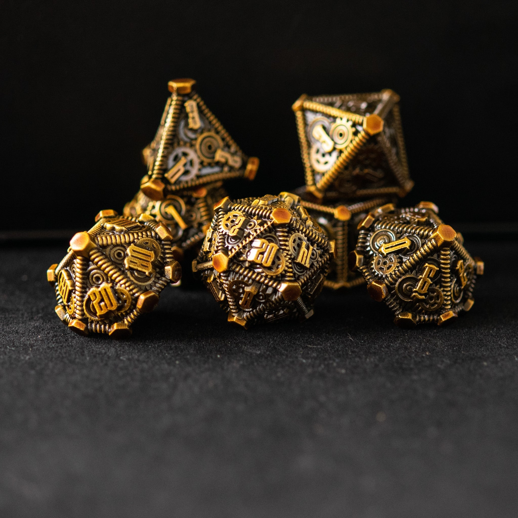 Rustic Brass - Weird West Wasteland Metal Dice Set - Misty Mountain Gaming - 4