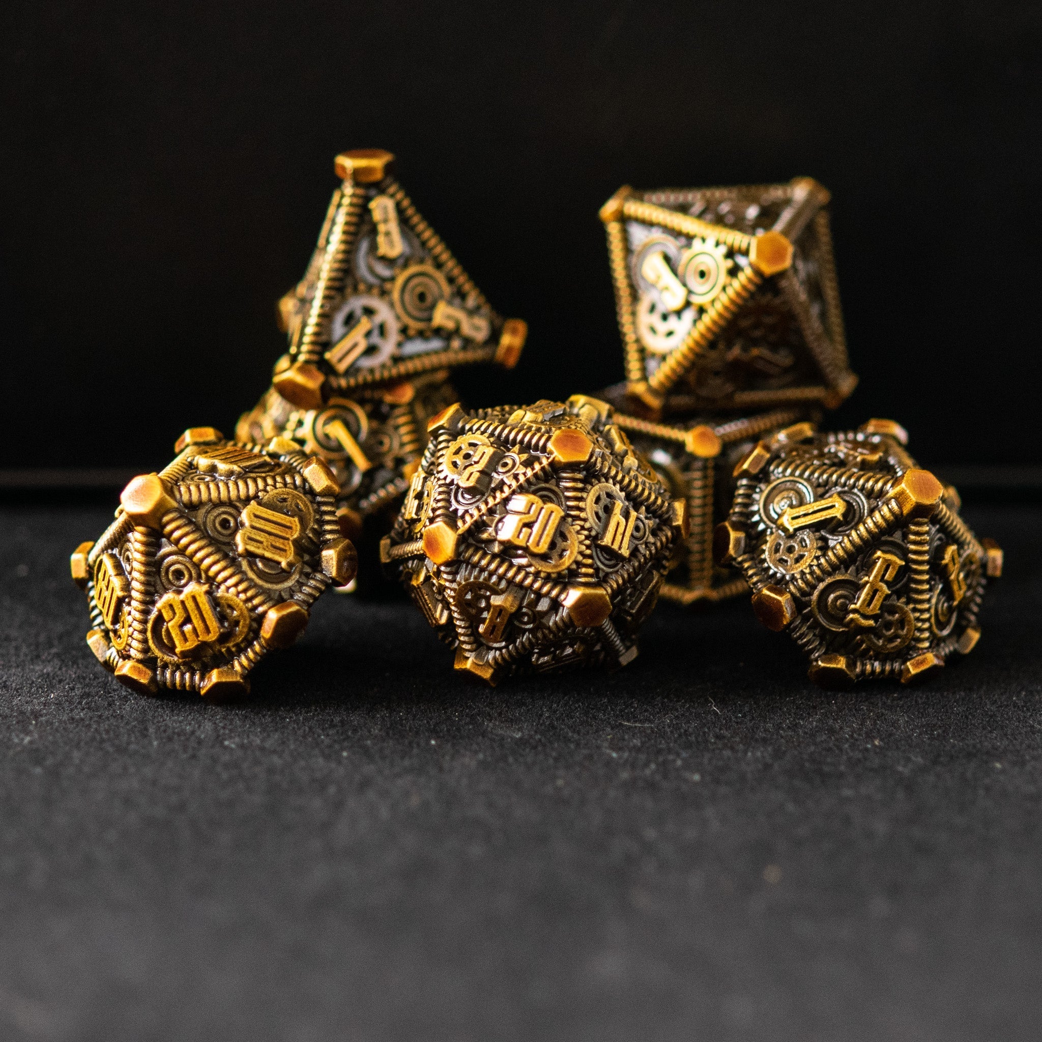 Rustic Brass - Weird West Wasteland Metal Dice Set - Misty Mountain Gaming - 1