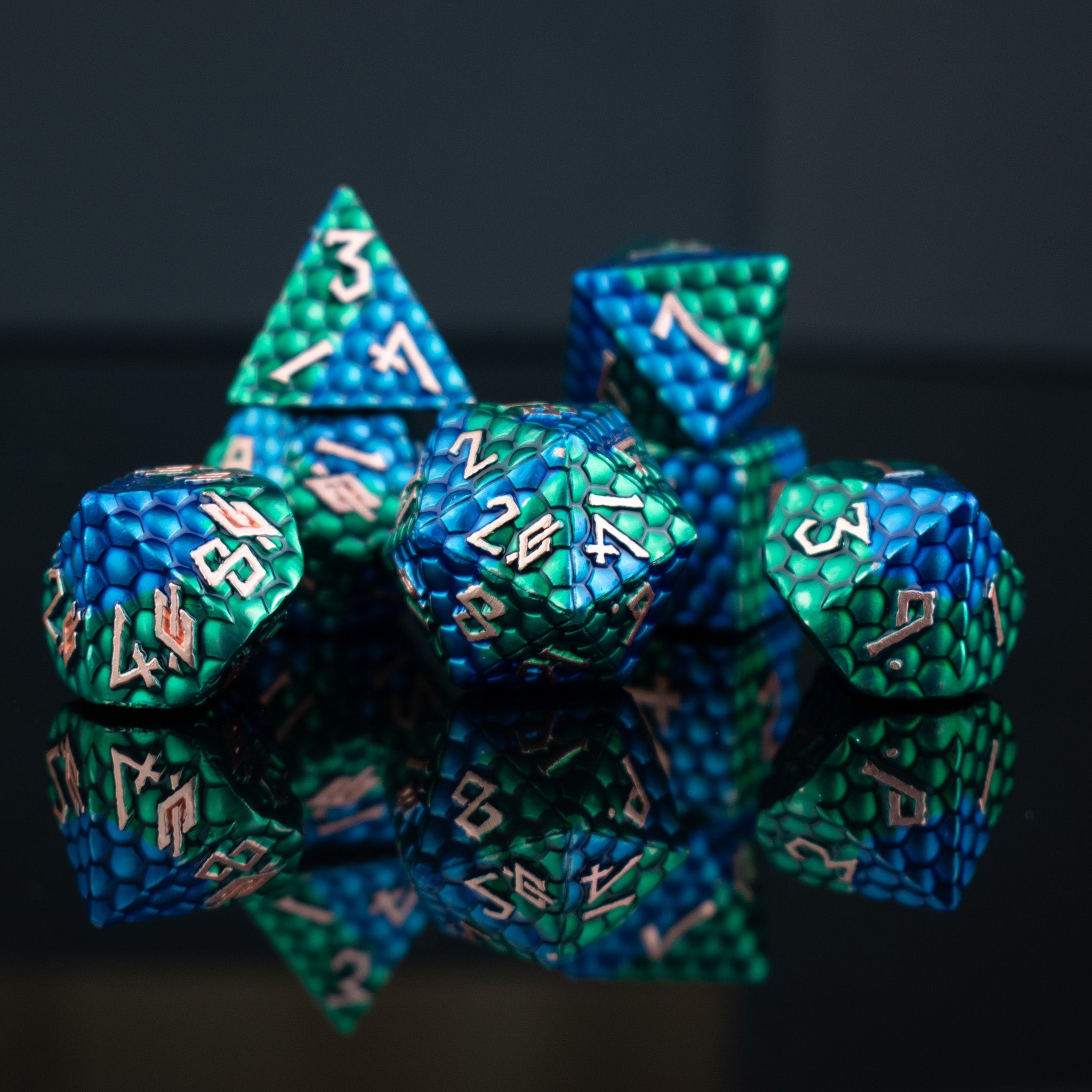 Sea Serpent Dragon's Egg Metal Dice Set - Misty Mountain Gaming - 3