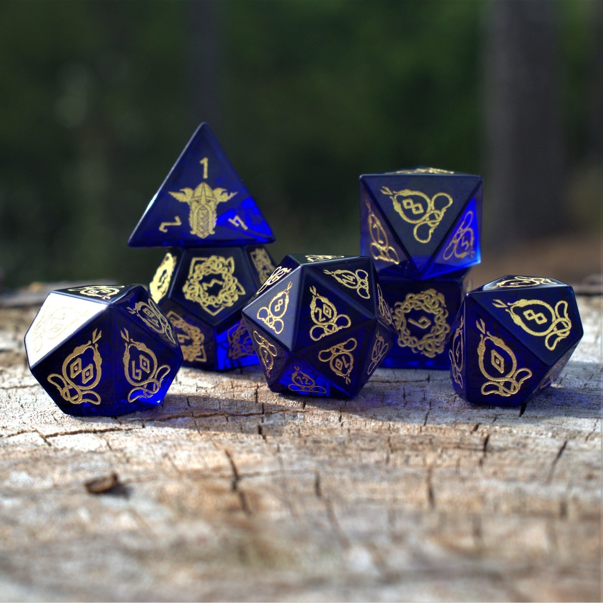 Serpent of Midgard Blue Glass Dice Set - Misty Mountain Gaming - 5