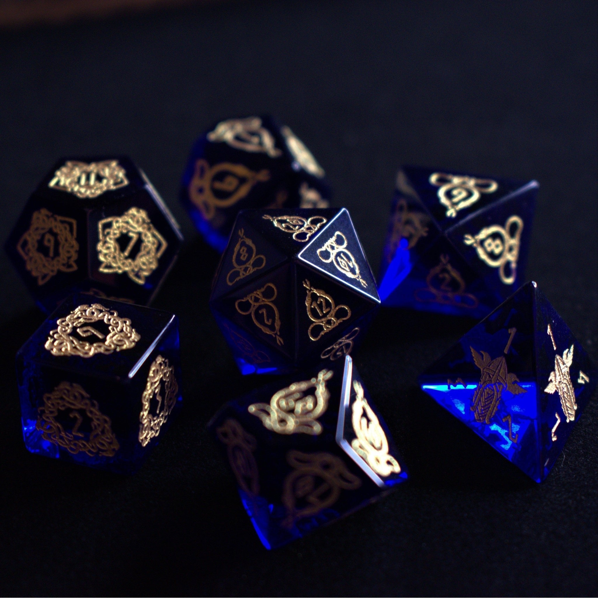 Serpent of Midgard Blue Glass Dice Set - Misty Mountain Gaming - 4