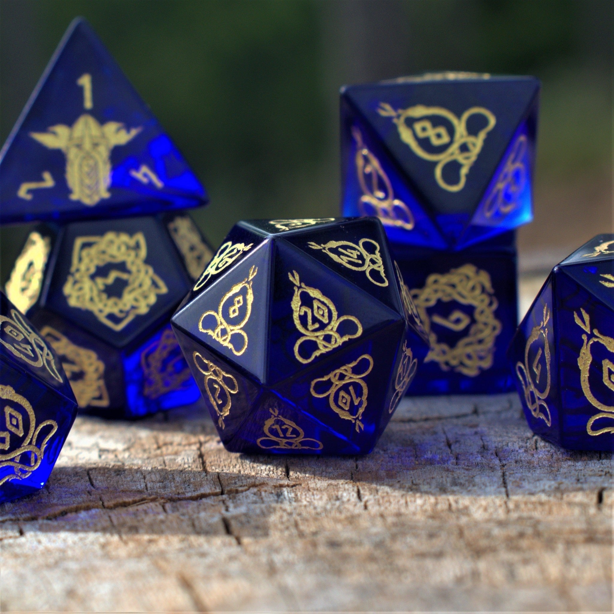 Serpent of Midgard Blue Glass Dice Set - Misty Mountain Gaming - 6