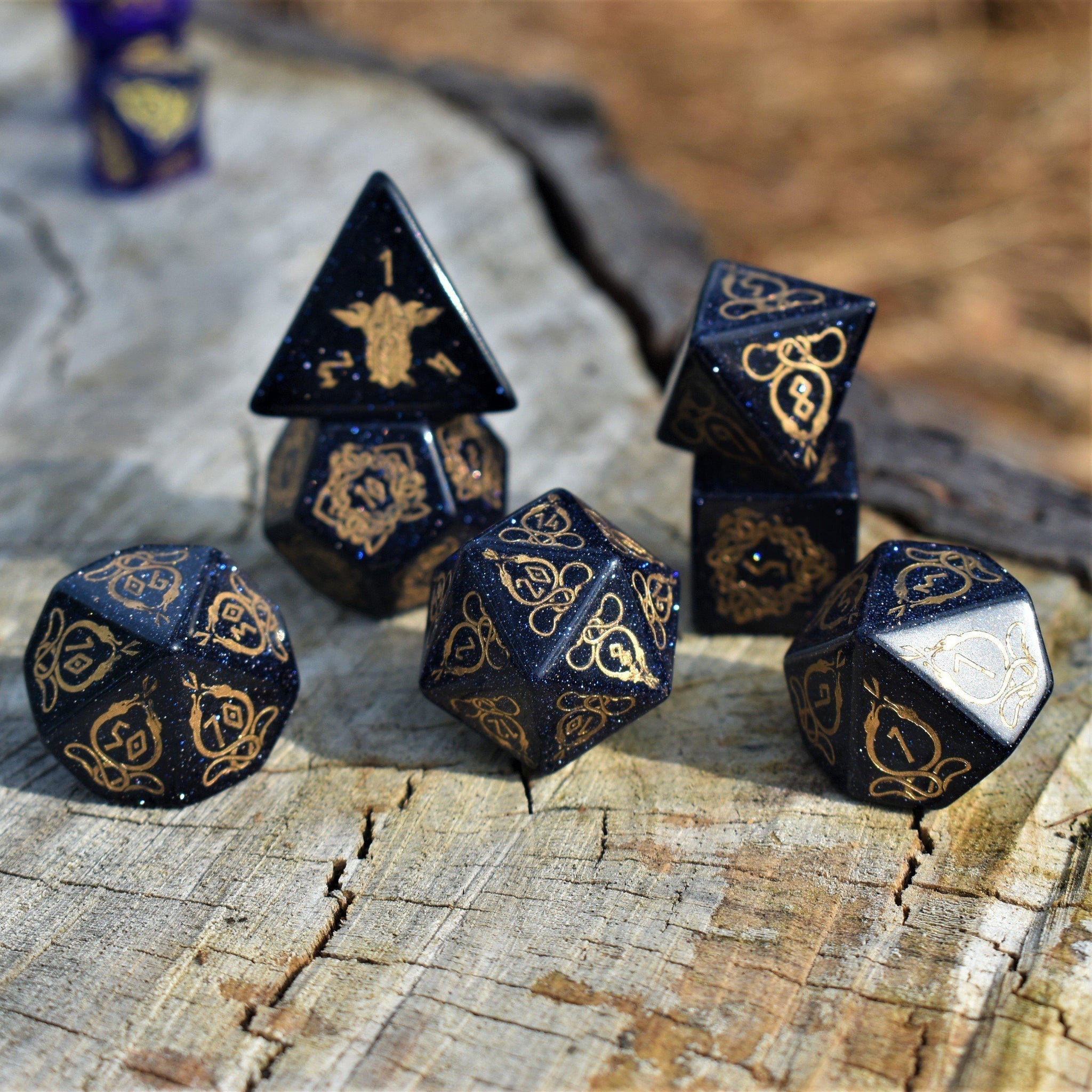 Serpent of Midgard Blue Sandstone Dice Set - Misty Mountain Gaming - 13