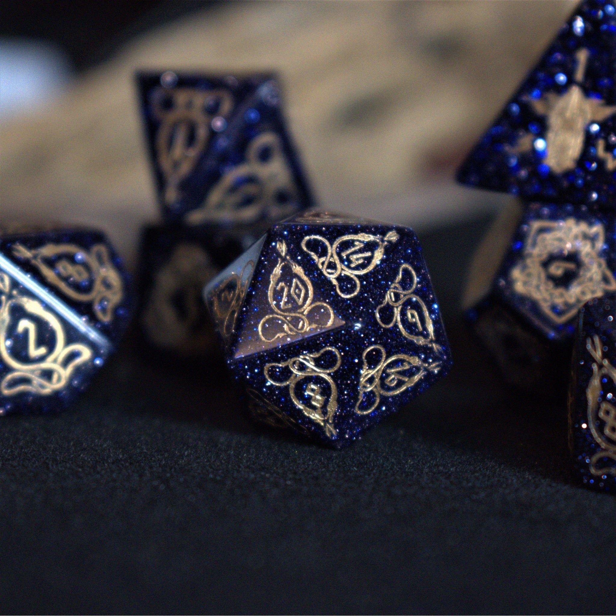 Serpent of Midgard Blue Sandstone Dice Set - Misty Mountain Gaming - 3