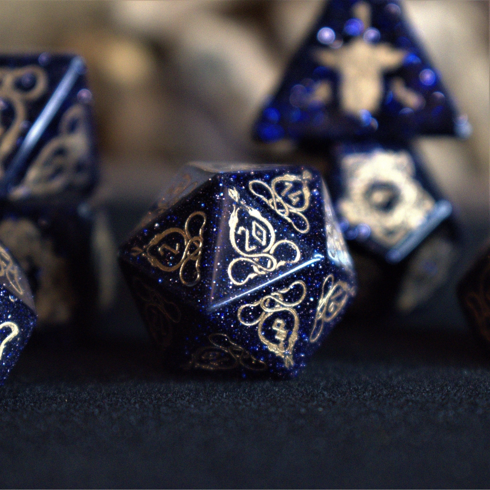 Serpent of Midgard Blue Sandstone Dice Set - Misty Mountain Gaming - 1