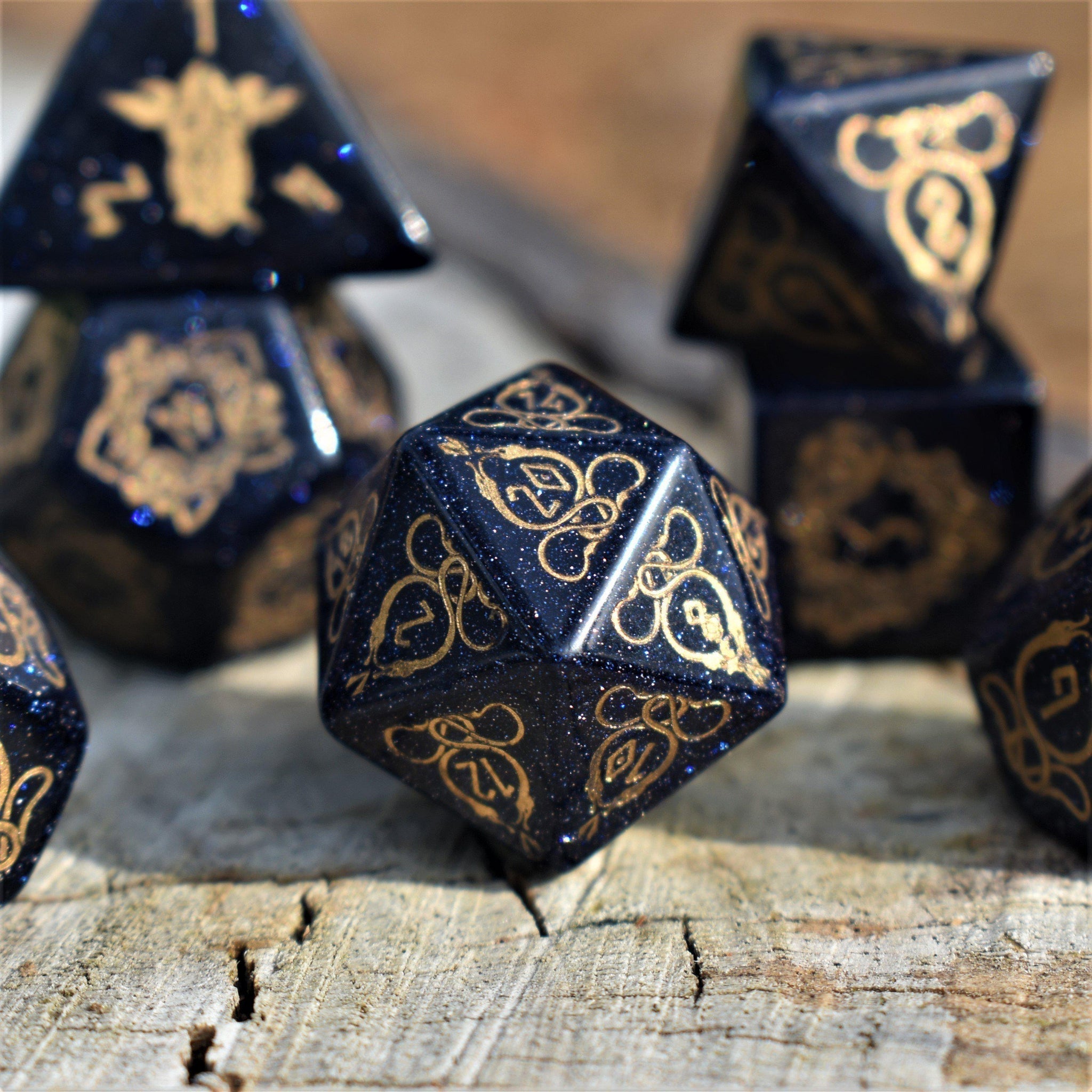 Serpent of Midgard Blue Sandstone Dice Set - Misty Mountain Gaming - 12