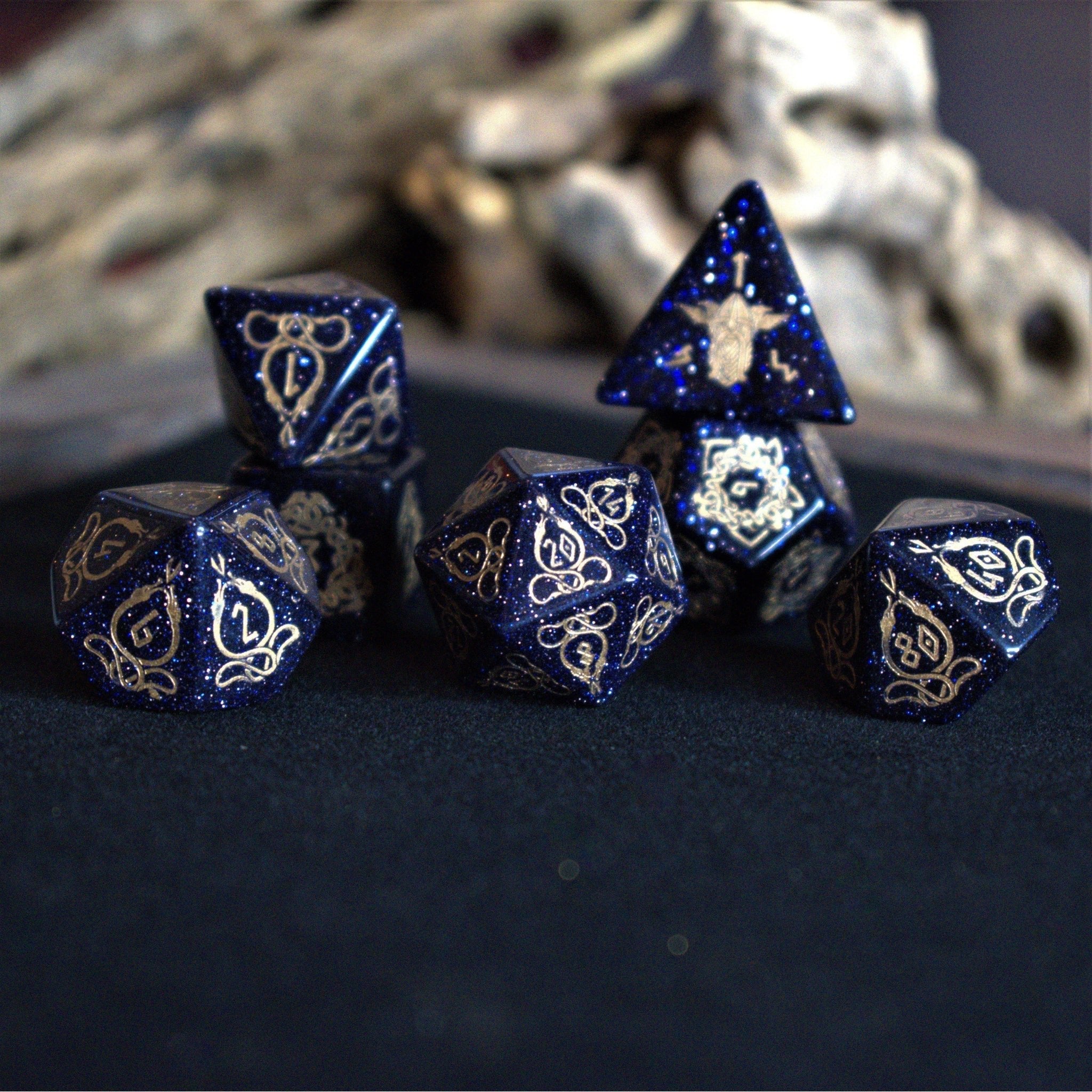 Serpent of Midgard Blue Sandstone Dice Set - Misty Mountain Gaming - 2