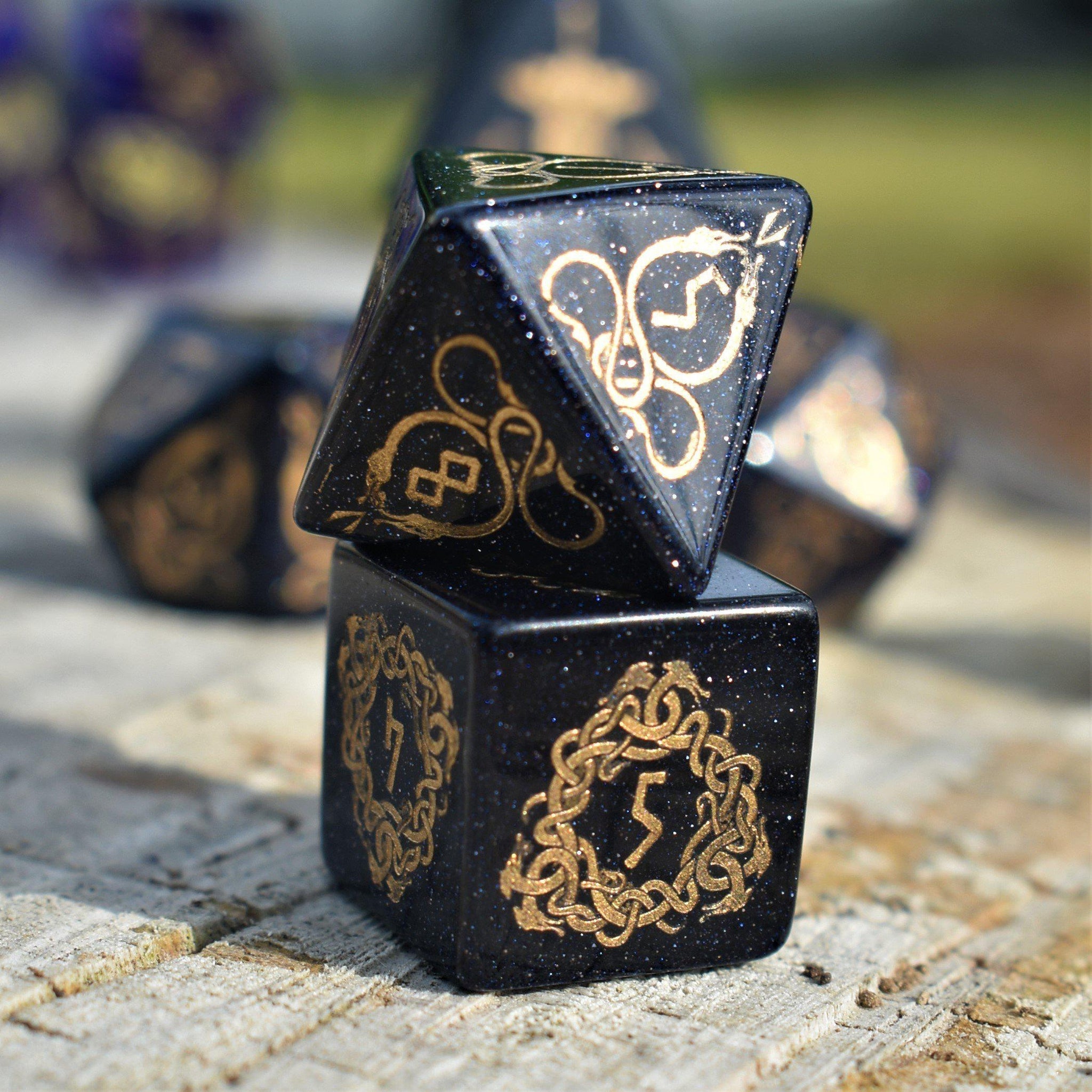 Serpent of Midgard Blue Sandstone Dice Set - Misty Mountain Gaming - 14