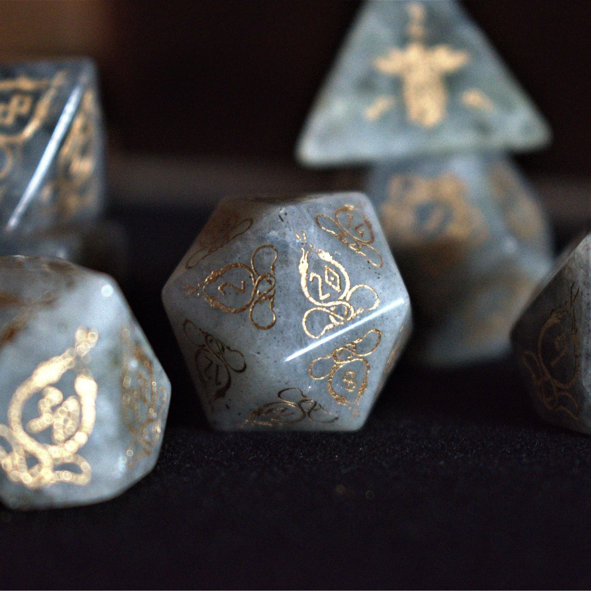 Serpent of Midgard Labradorite "Moonstone" Dice Set - Misty Mountain Gaming - 1