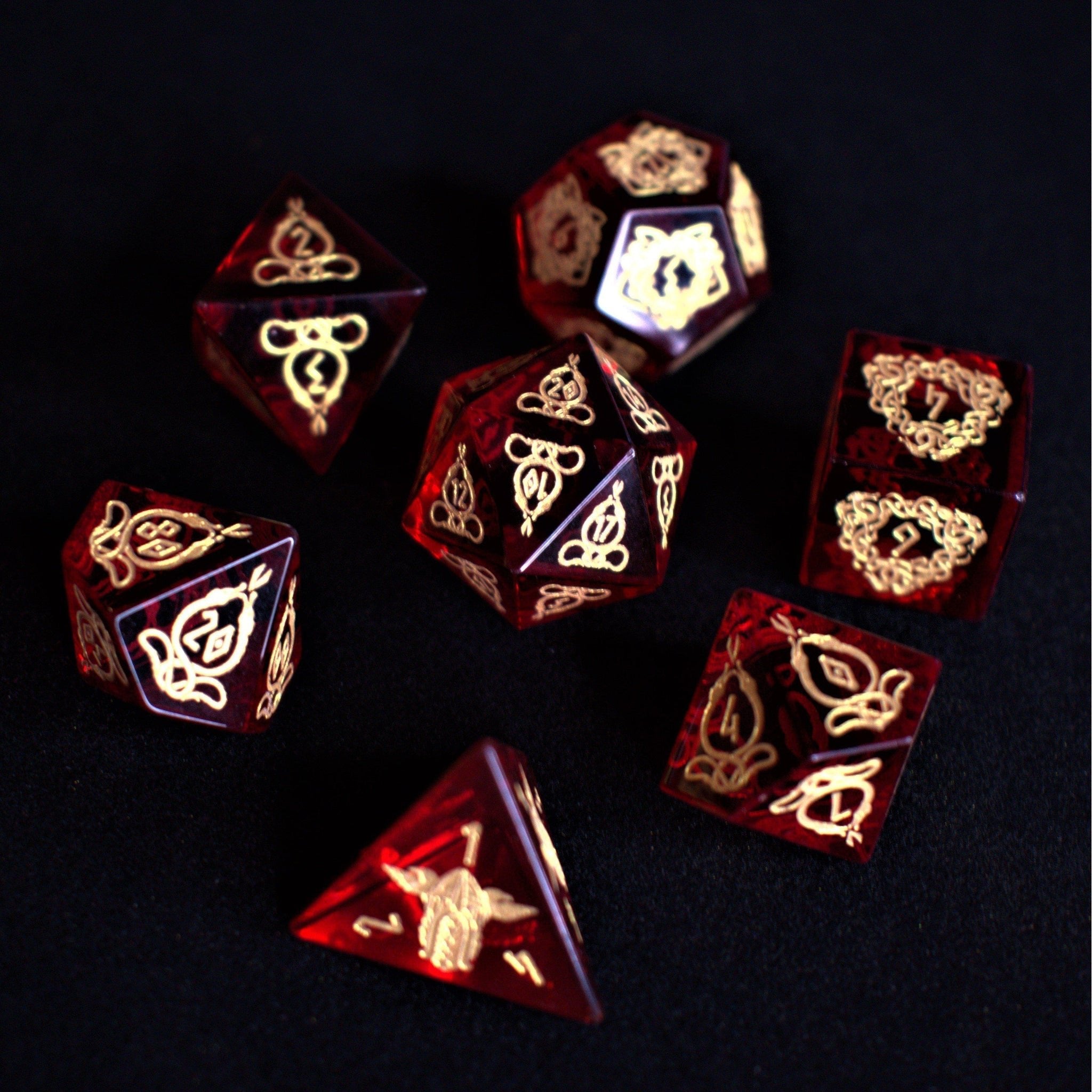 Serpent of Midgard Red Glass Dice Set - Misty Mountain Gaming - 15