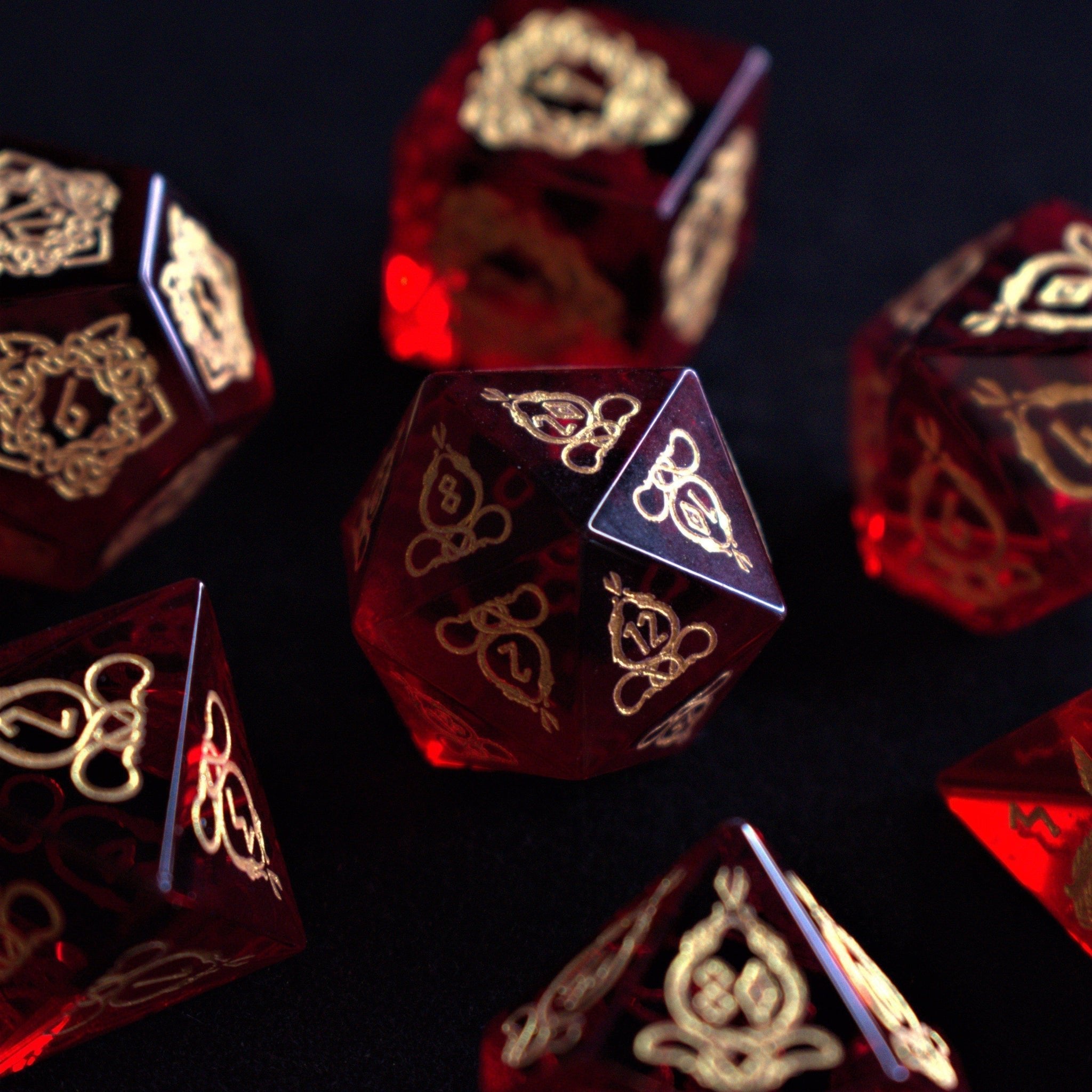 Serpent of Midgard Red Glass Dice Set - Misty Mountain Gaming - 16