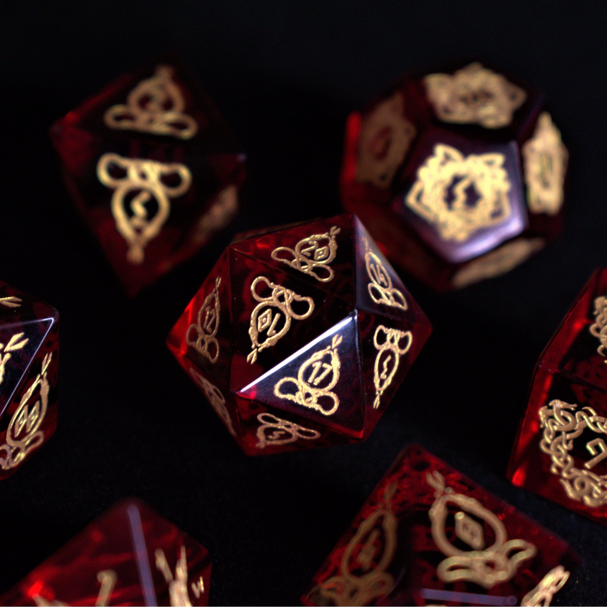 Serpent of Midgard Red Glass Dice Set - Misty Mountain Gaming - 1