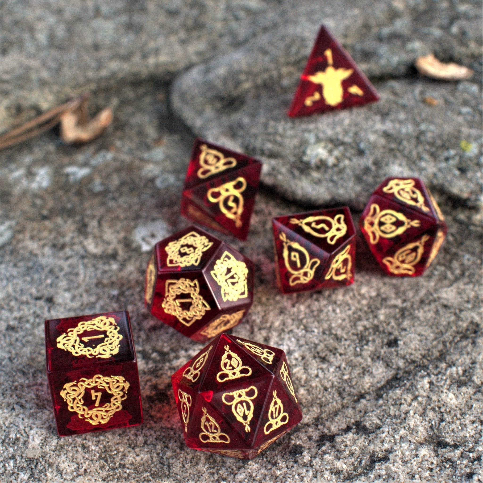 Serpent of Midgard Red Glass Dice Set - Misty Mountain Gaming - 12