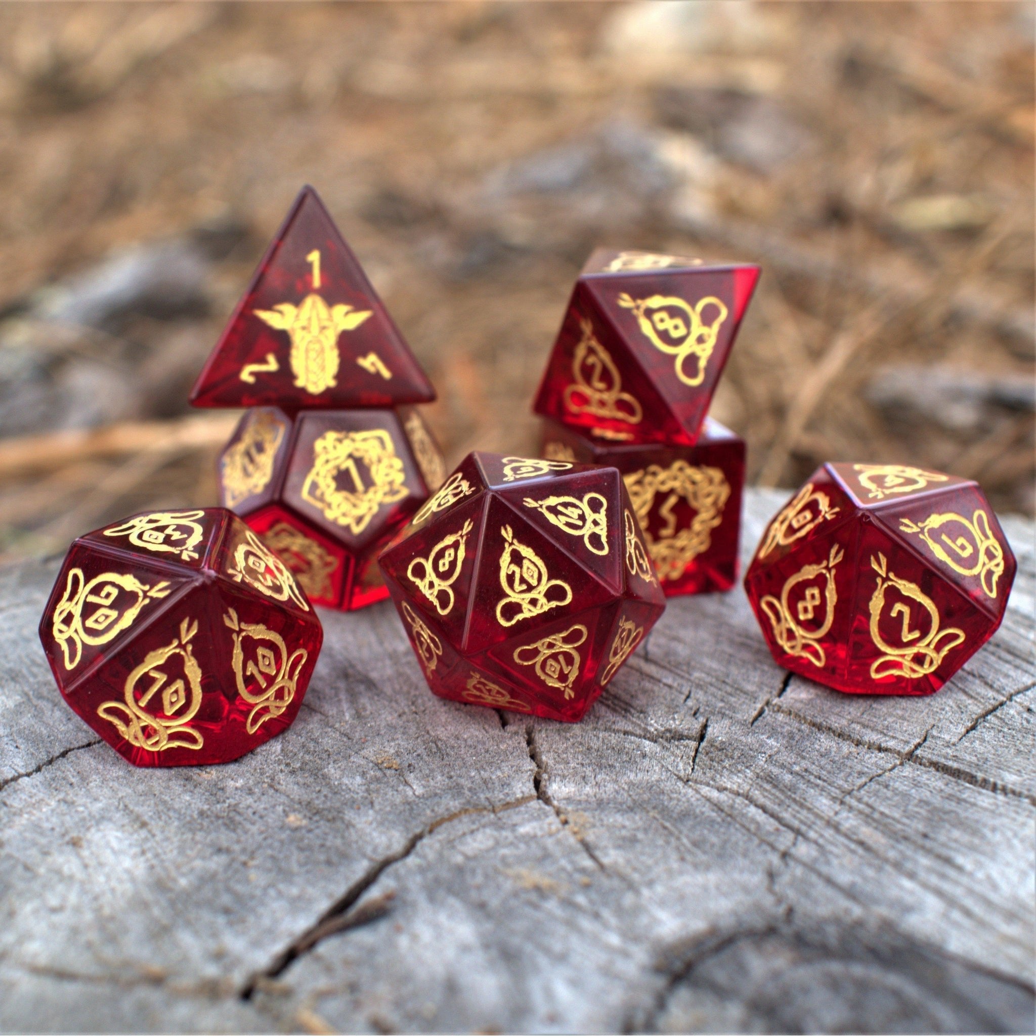 Serpent of Midgard Red Glass Dice Set - Misty Mountain Gaming - 13